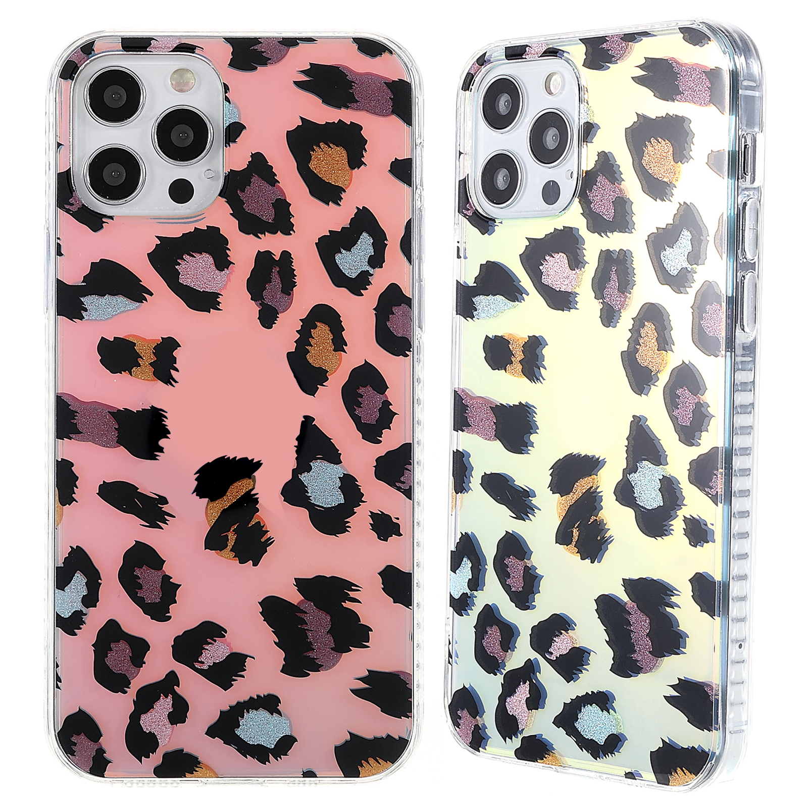 

For iPhone 12 Pro Max 6.7 inch Fashion Leopard Pattern Print Case Sparkle Bling Blu-ray IMD Hard Acrylic + Soft TPU Anti-Slip Cover - All Leopard, iPhone 12 Pro Max
