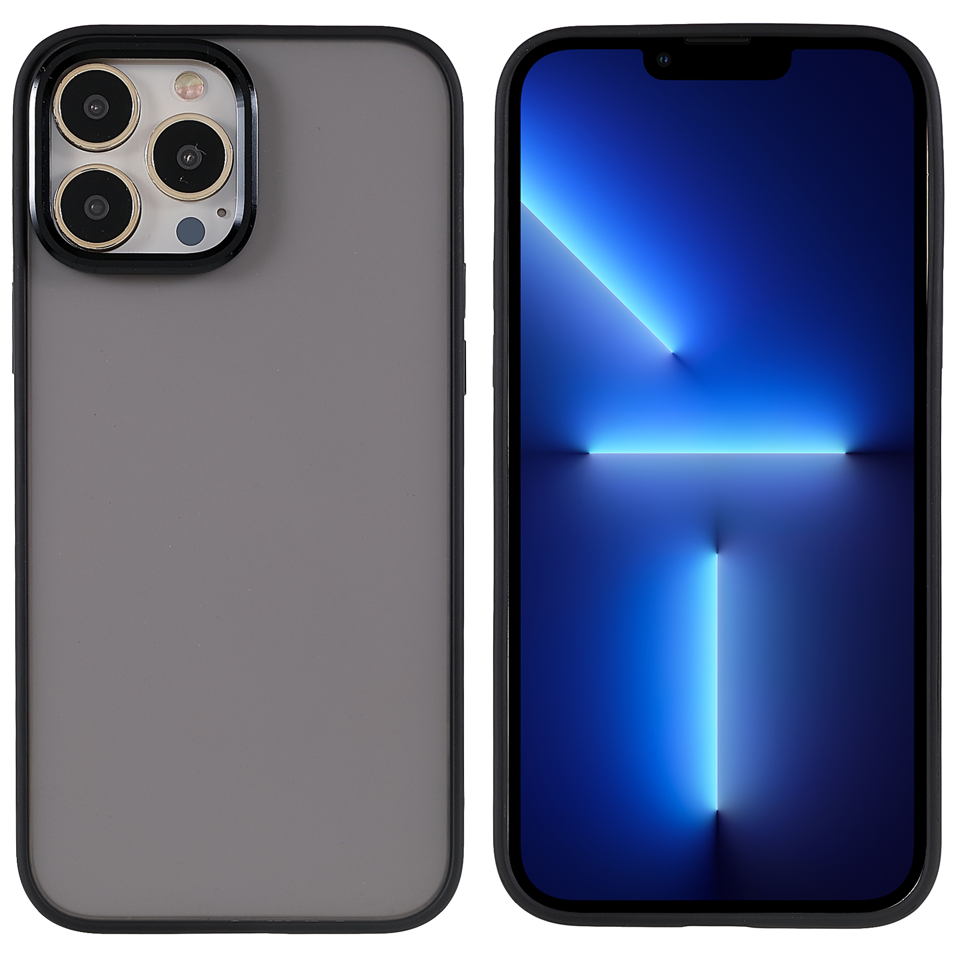 

For iPhone 13 Pro Max 6.7 inch Shockproof Rubberized Hard PC + Soft TPU Hybrid Mobile Phone Case Shell - Black, iPhone 13 Pro Max