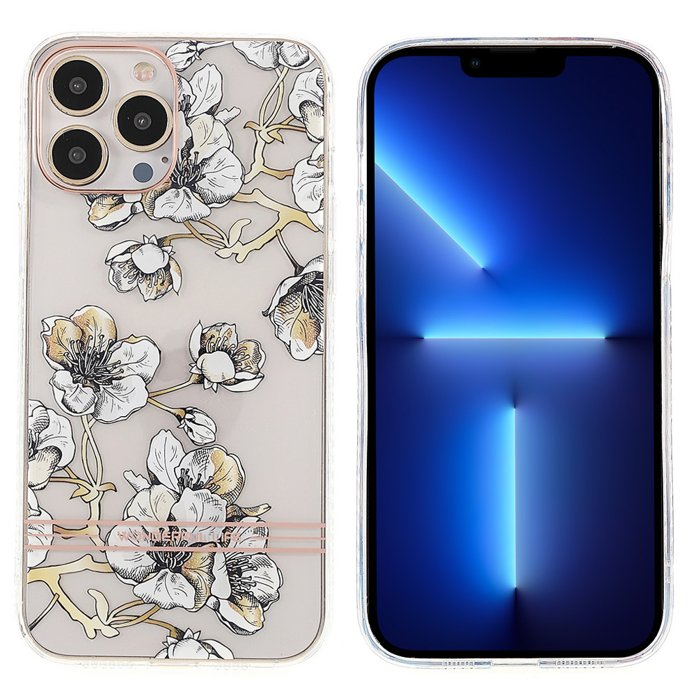 

Für IPhone 13 Pro 6,1 Zoll Telefonkoffer IMD Lackiert Blumenmuster TPU Schutztelefonabdeckung - Gelb, iPhone 13 Pro