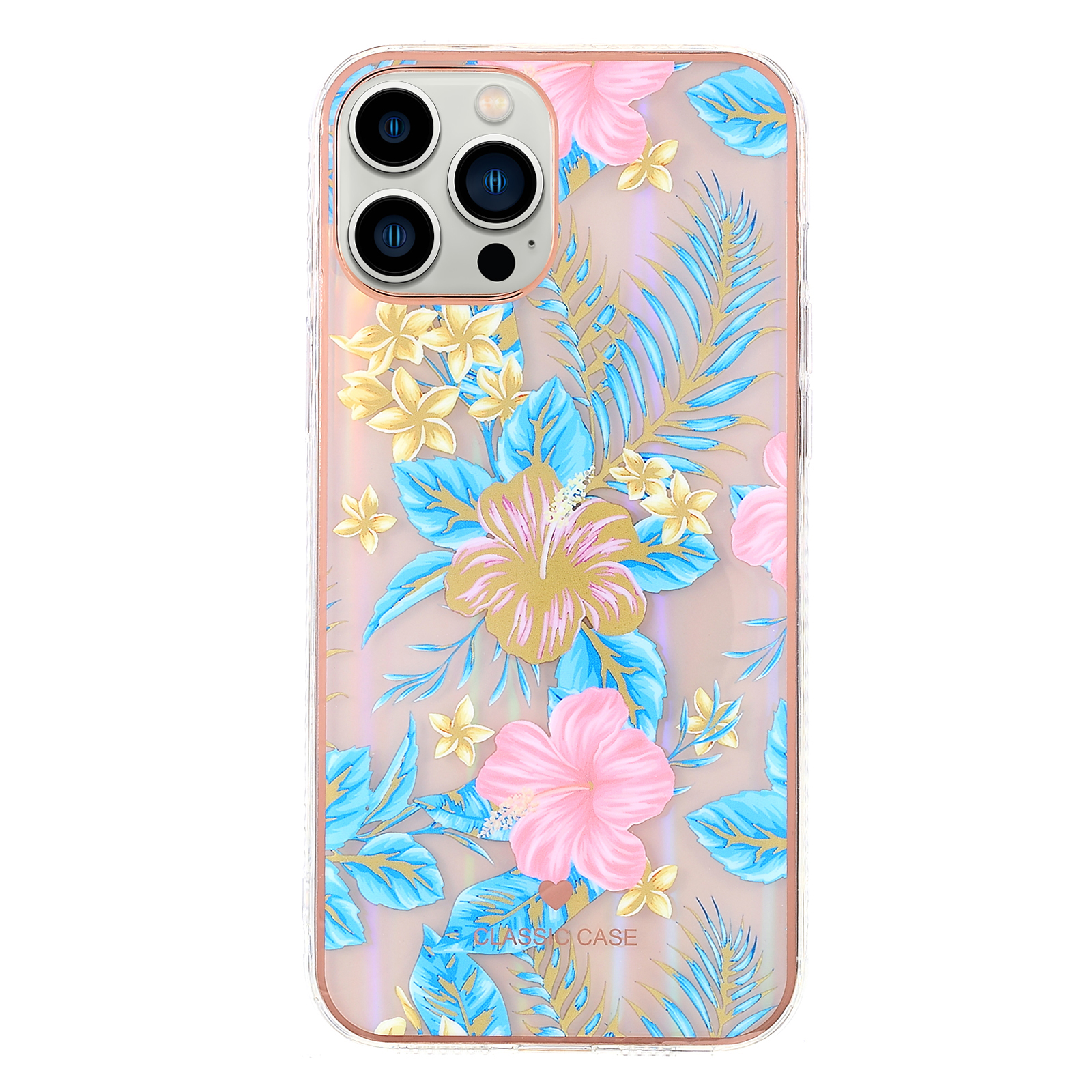 

For iPhone 13 Pro Max 6.7 inch Aurora Effect Flower Pattern Anti-scratch Soft TPU Cover Electroplating IMD Phone Case - Blue/Pink, iPhone 13 Pro Max