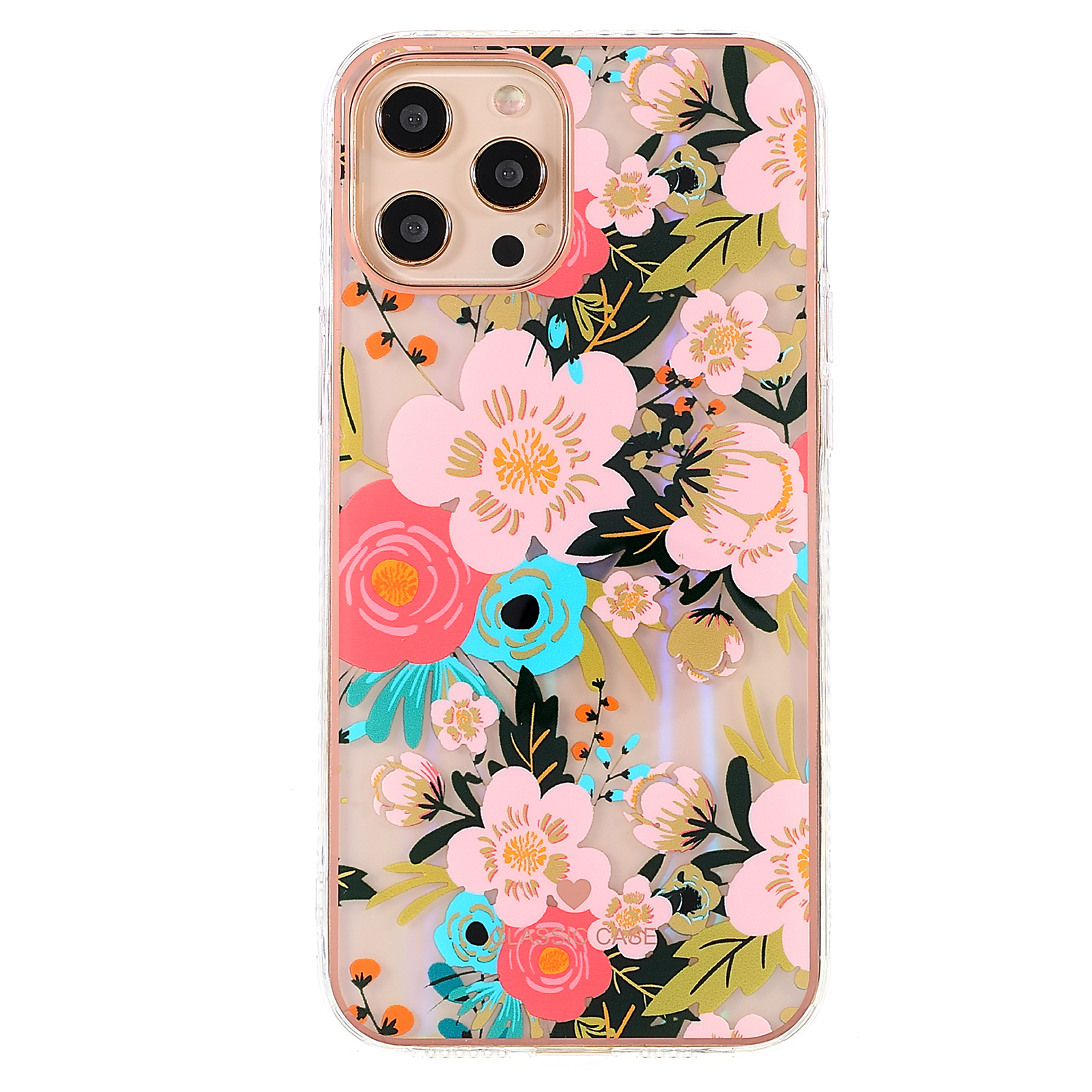 

Цветочный Рисунок Гальванического Телефона Чехол Для IPhone 12 Pro Max 6,7 Дюйма, Aurora Effect IMD Warmmanship TPU Shell - Черный Красный, iPhone 12 Pro Max