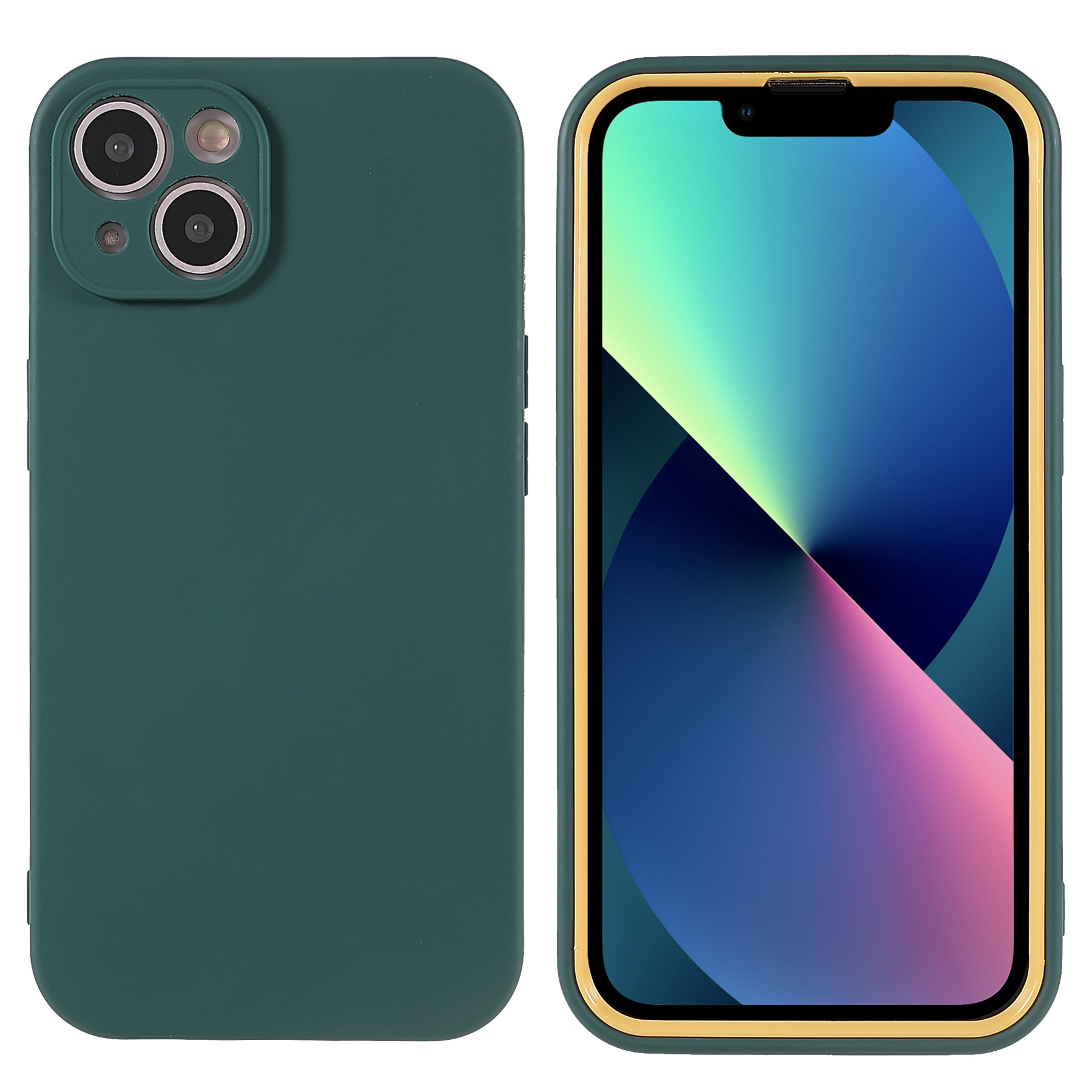 

Для IPhone 13 Mini 5,4-дюймовый Точный Вырез Двухцветный Дизайн ПК + ТПУ Съемный 2-в-1 Легкий Тонкий Чехол Для Телефона - Черновато-зеленый, iPhone 13 mini