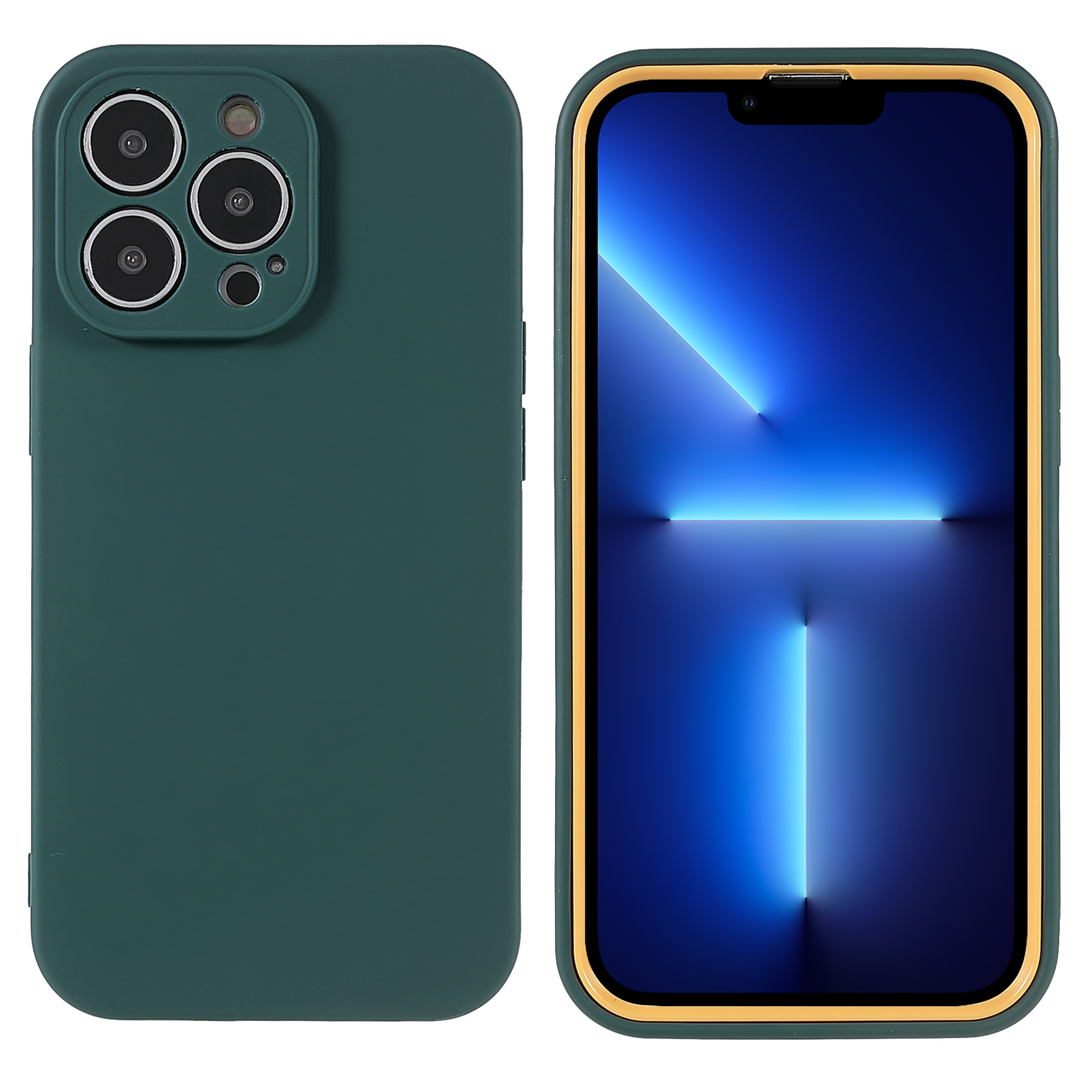 

Для Iphone 13 Pro Max 6,7-дюймовый пк Передняя Рама+tpu Задняя Крышка Точная Вырез Двухцветный Съемный Чехол 2-в-1 - Черно -зеленый, iPhone 13 Pro Max