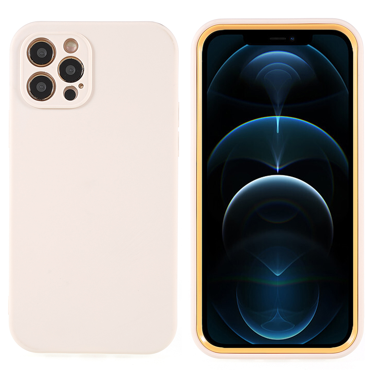 

PC Frame + Soft TPU Phone Case for iPhone 12 Pro Max 6.7 inch, Detachable Shockproof Mobile Phone Cover - Beige, iPhone 12 Pro Max