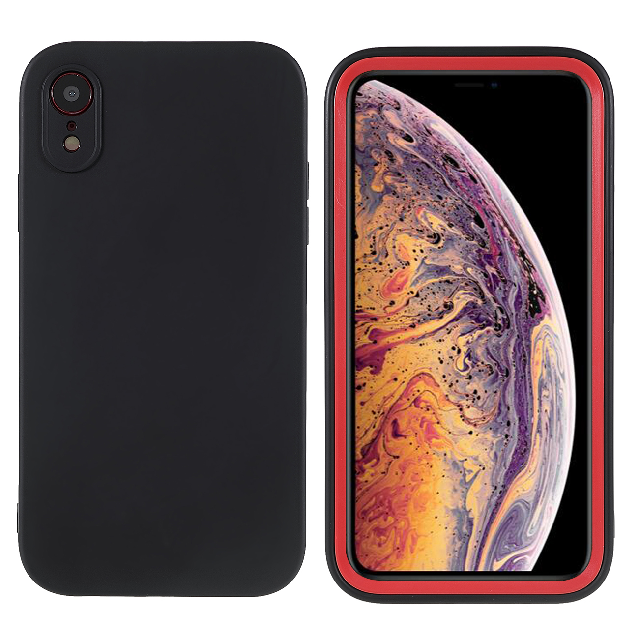 

For iPhone XR 6.1 inch Dual Color Detachable 2-in-1 Phone Case Hard PC Front Frame + Soft TPU Protective Cover - Black, iPhone XR 6.1 inch