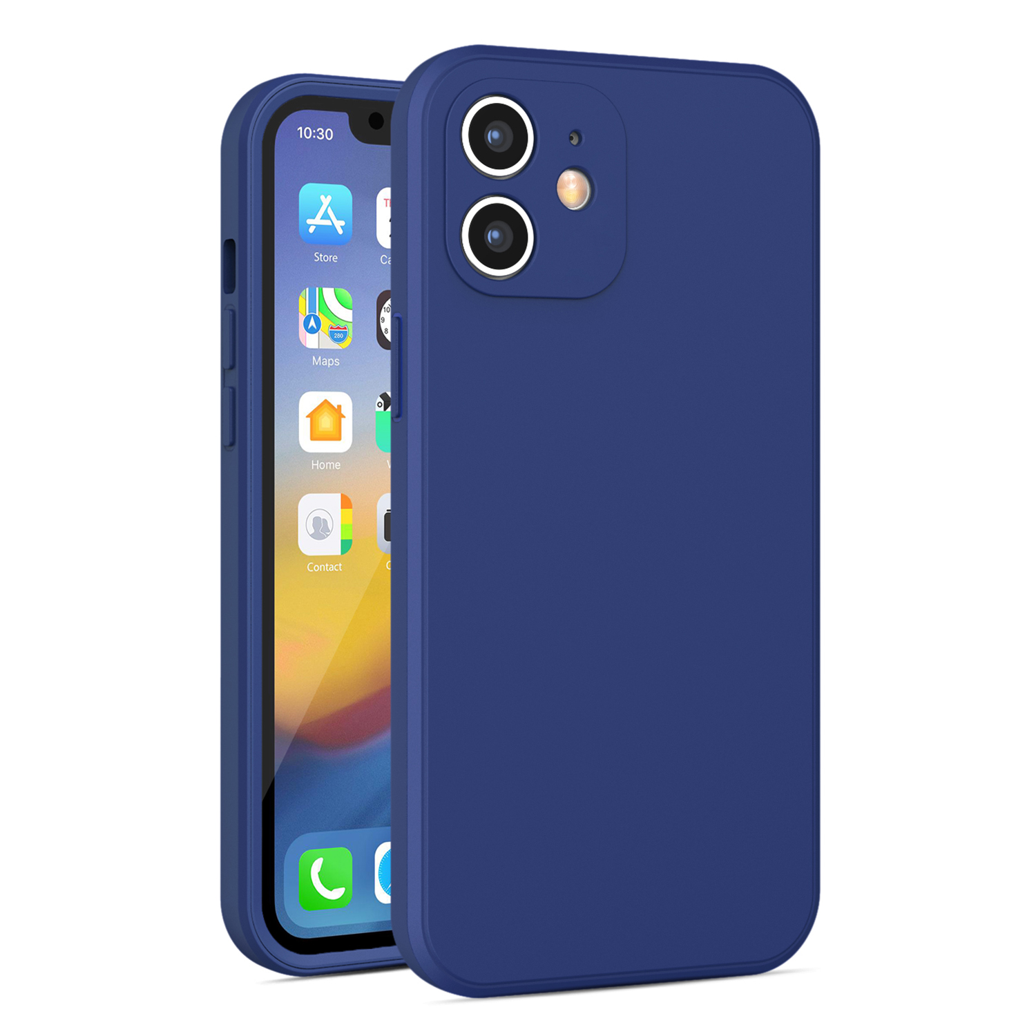 

Slim Protective Cover for iPhone 12 6.1 inch Shockproof Phone Case Hard PC + Soft TPU Hybrid Case with 2.0mm Straight Edge - Blue, iPhone 12