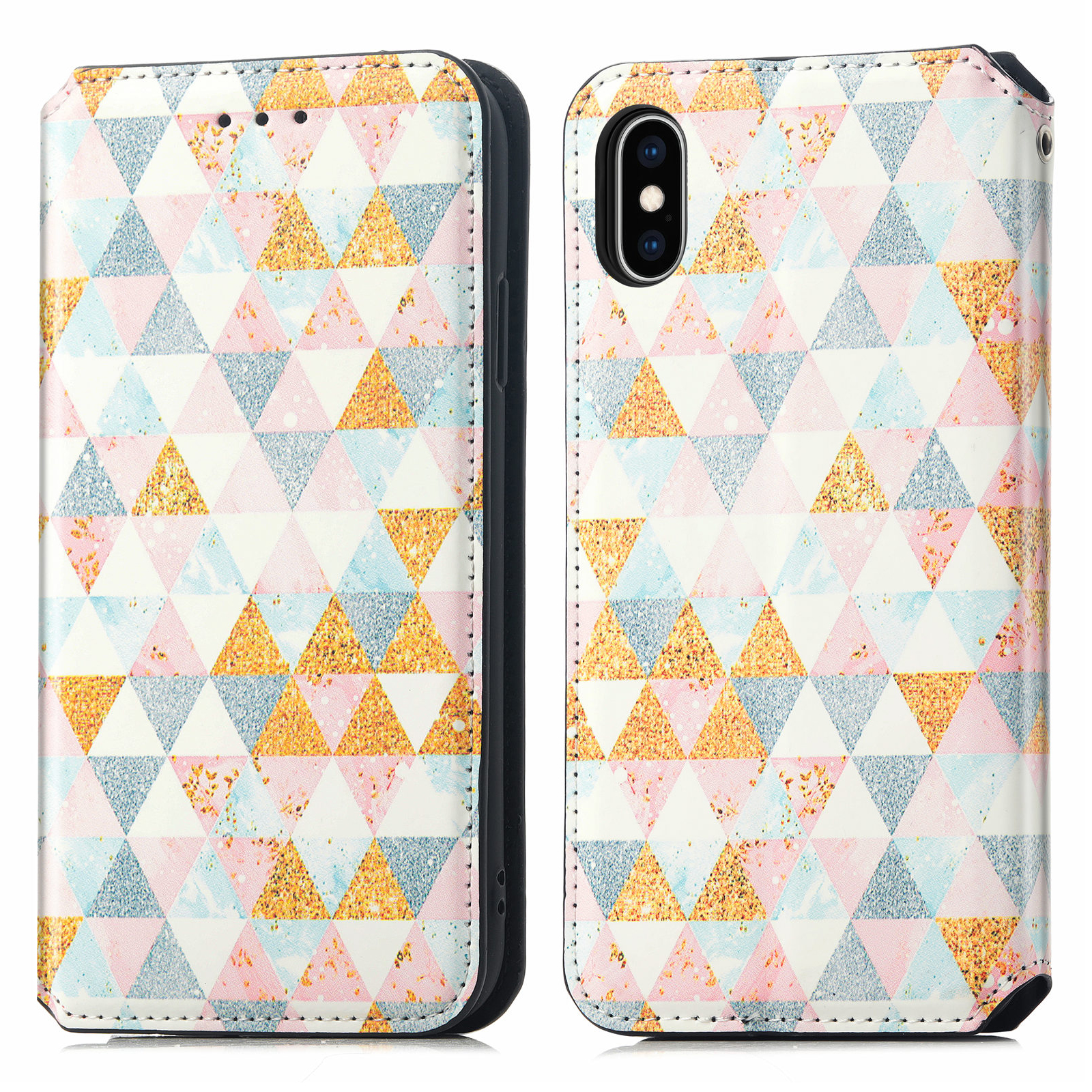 

Кожаный Кошелек Caseneo 001 Для Iphone XS Max 6,5 Дюйма, Дизайн Схемы Печати. - Северный Стиль Ромб, iPhone XS Max 6.5 inch