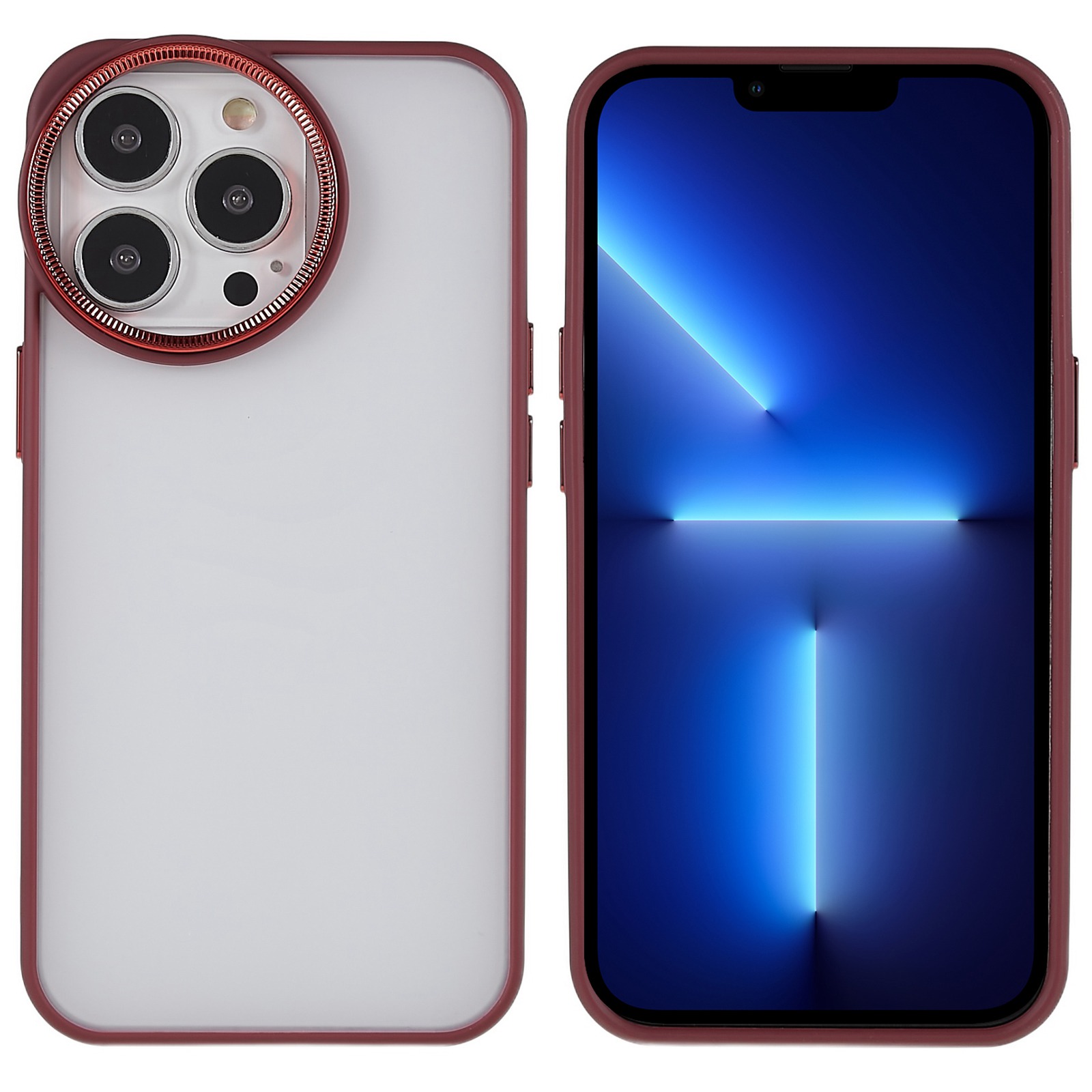 

Anti-Drop PC + TPU Case for iPhone 13 Pro 6.1 inch Shockproof Slim Cover Scratch-Proof Back Transparent Matte Phone Shell - Plum, iPhone 13 Pro