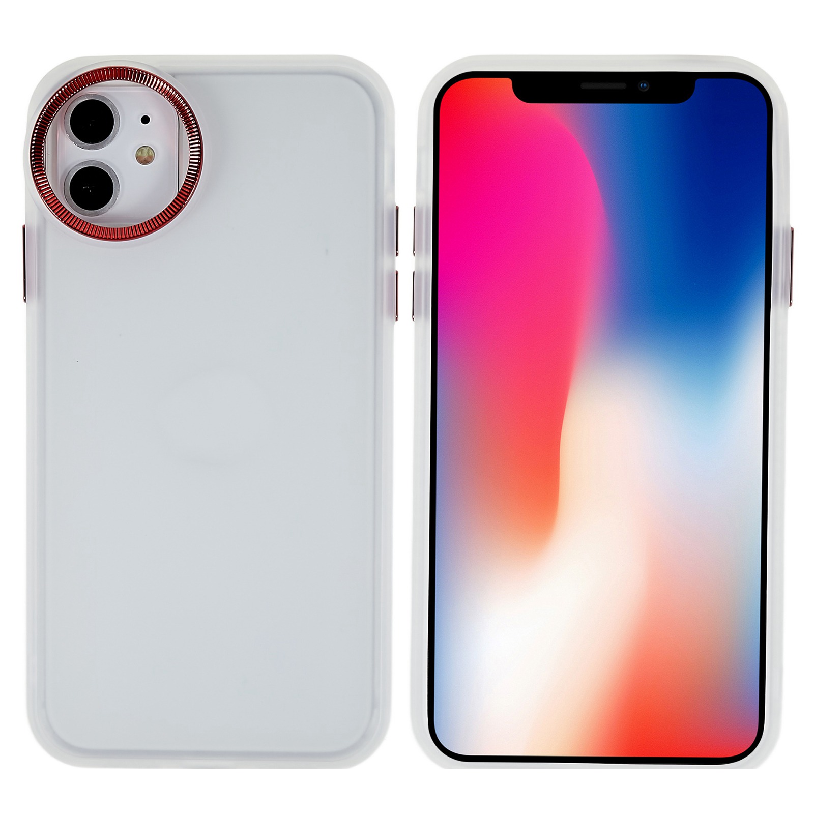 

Для Iphone 12 6,1 Дюйма Big Eyes Series Прозрачный Матовый Телефон Back Case PC + Tpu-защищенная Крышка - Полупрозрачный/красный, iPhone 12