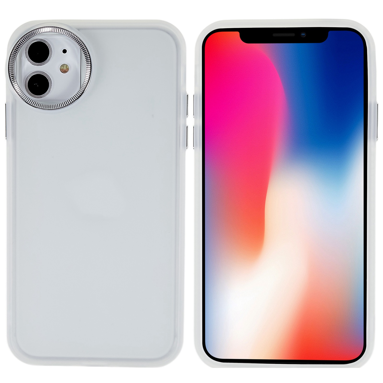 

Для Iphone 12 6,1 Дюйма Big Eyes Series Прозрачный Матовый Телефон Back Case PC + Tpu-защищенная Крышка - Полупрозрачный/серебро, iPhone 12