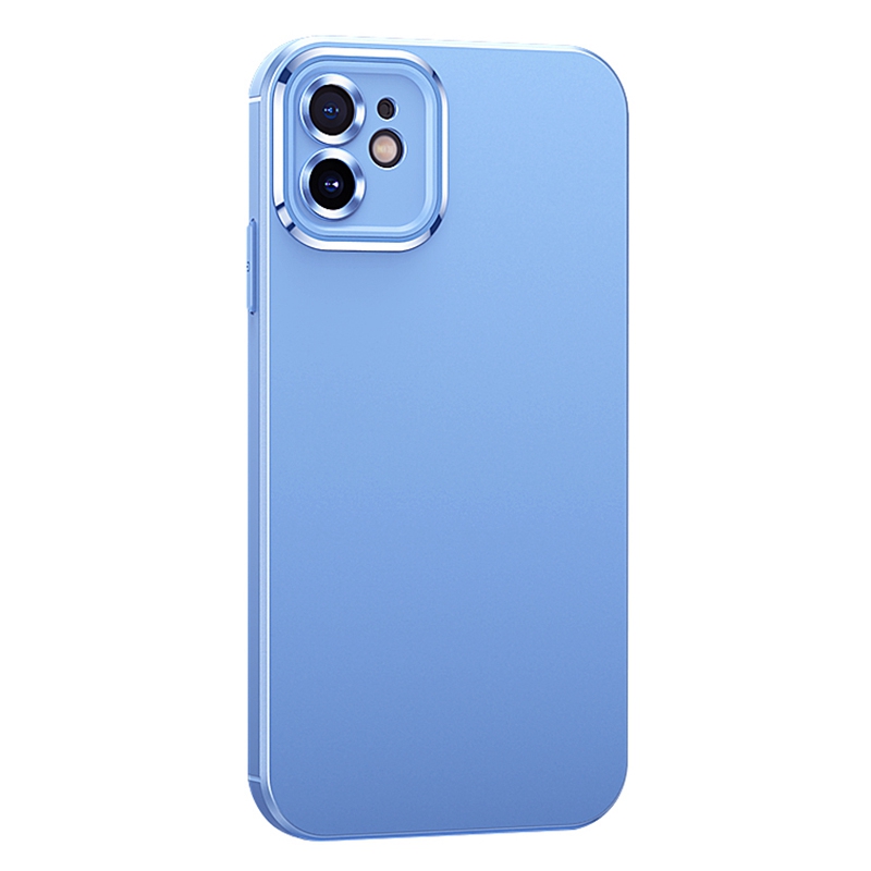 

For iPhone 11 6.1 inch Smartphone Protection Cover Precise Cutout Holes CD Pattern Metal Lens Cover Liquid Silicone Phone Case - Blue, iPhone 11 6.1 inch