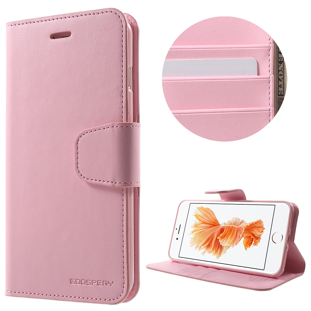 

MERCURY GOOSPERY Sonata Diary Leather Wallet Cover for iPhone 8 Plus / 7 Plus 5.5 inch - Pink, iPhone 8 Plus 5.5 inch
