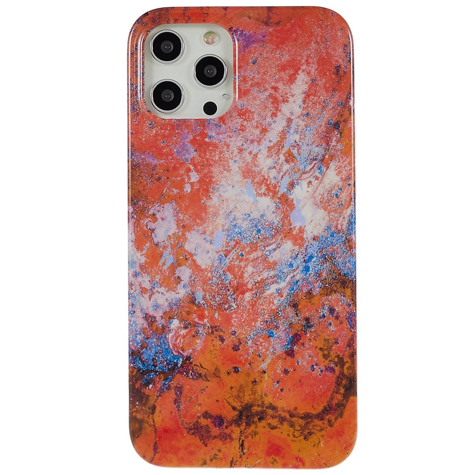

For iPhone 12 Pro Max 6.7 inch Wear-resistant Soft TPU Abstract Starry Sky Pattern IMD Cover Phone Case - Orange Starry Sky, iPhone 12 Pro Max