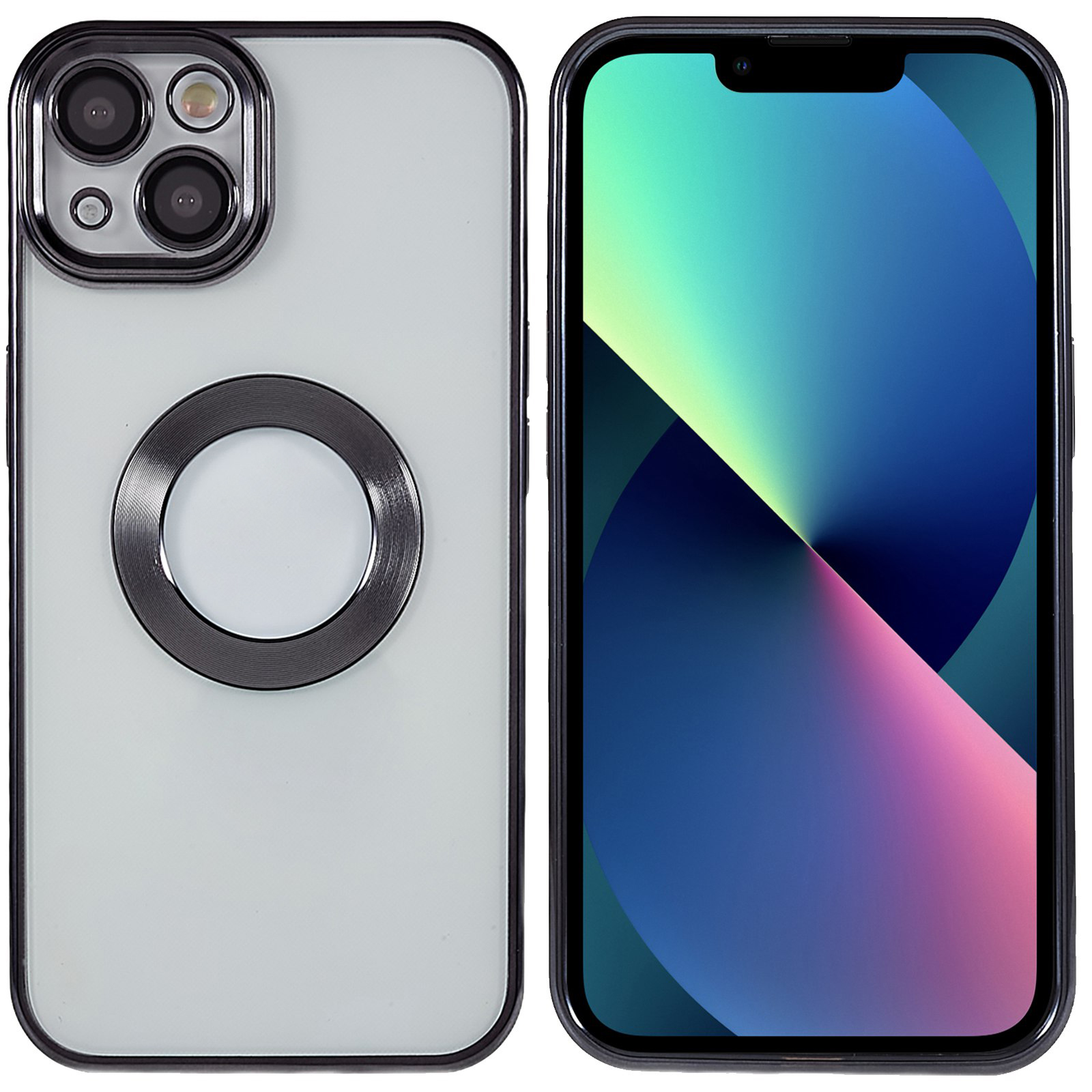 

J-case Inimble ii Series Для Iphone 13 6,1-дюймовый Мягкий Тпу Корпус Металлическая Катушка с Магнитной Поглощающей Рамой. - Черный, iPhone 13