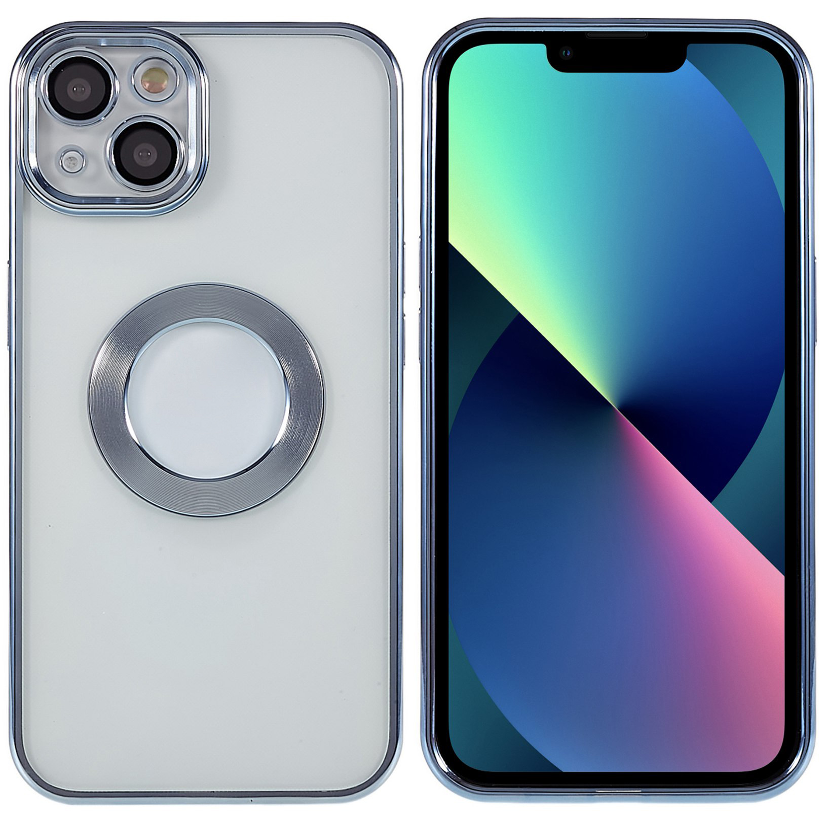 

J-case Inimble ii Series Для Iphone 13 6,1-дюймовый Мягкий Тпу Корпус Металлическая Катушка с Магнитной Поглощающей Рамой. - Нежно Голубые, iPhone 13