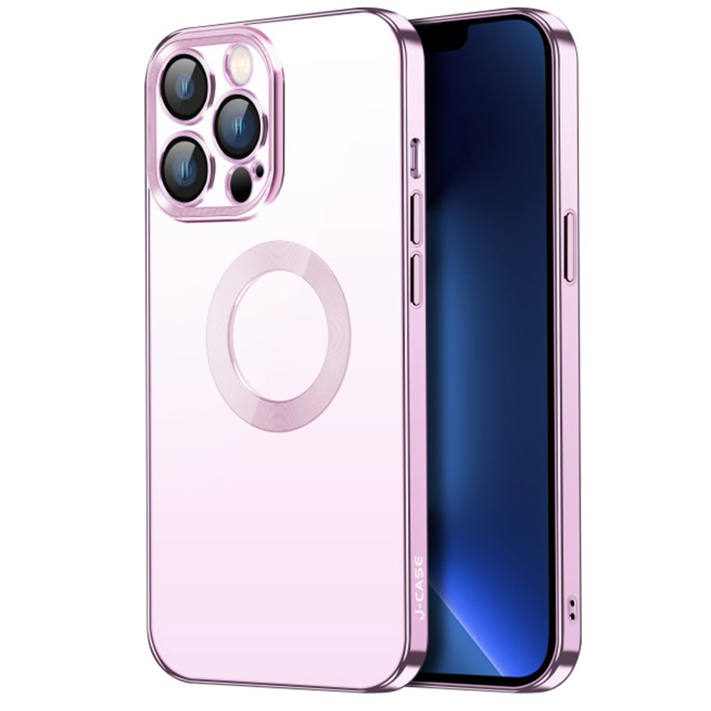 

J-CASE Nimble II Series Anti-drop TPU Case for iPhone 13 Pro 6.1 inch, Protective Case Metal Coil Magnetic Absorption Electroplating Frame Phone Shell - Pink, iPhone 13 Pro