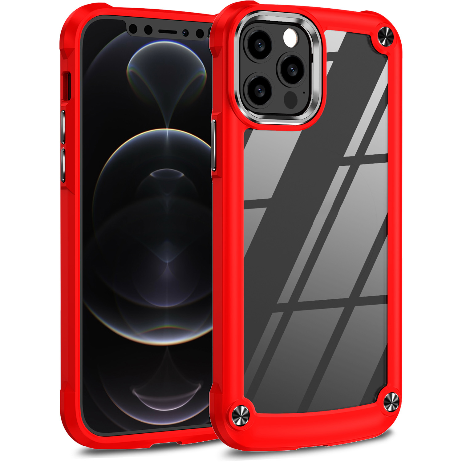 

Cam Armor Phone Case Для Iphone 12 Pro 6,1 Дюйма/12 6,1 Дюйма, Гибридный Чехол Против Капельницы - Красный/черный, iPhone 12 Pro