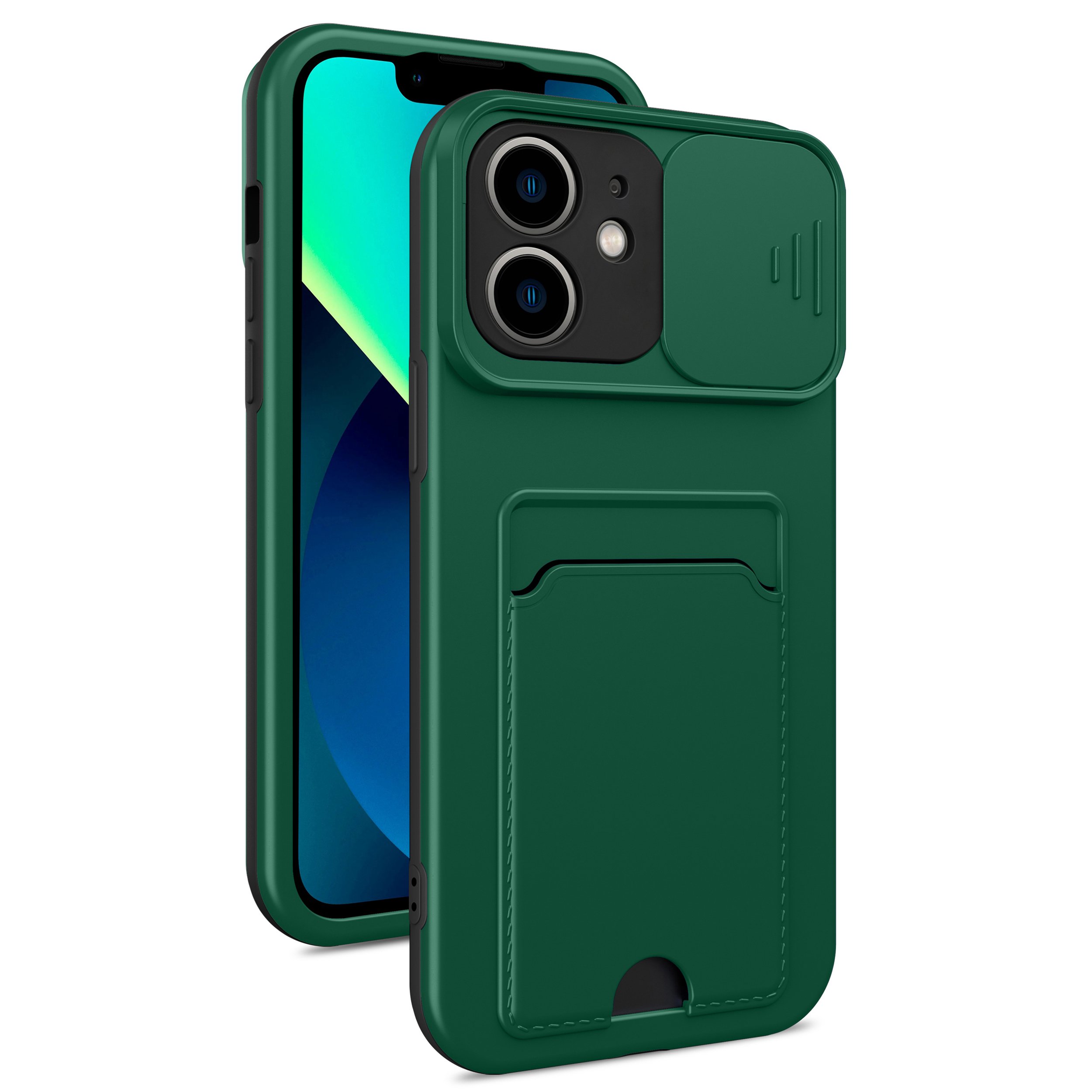

Для Iphone 12 6,1-дюймовый Чехол Для Камеры с Износостойкой Камеры. - Черный/темно -зеленый, iPhone 12