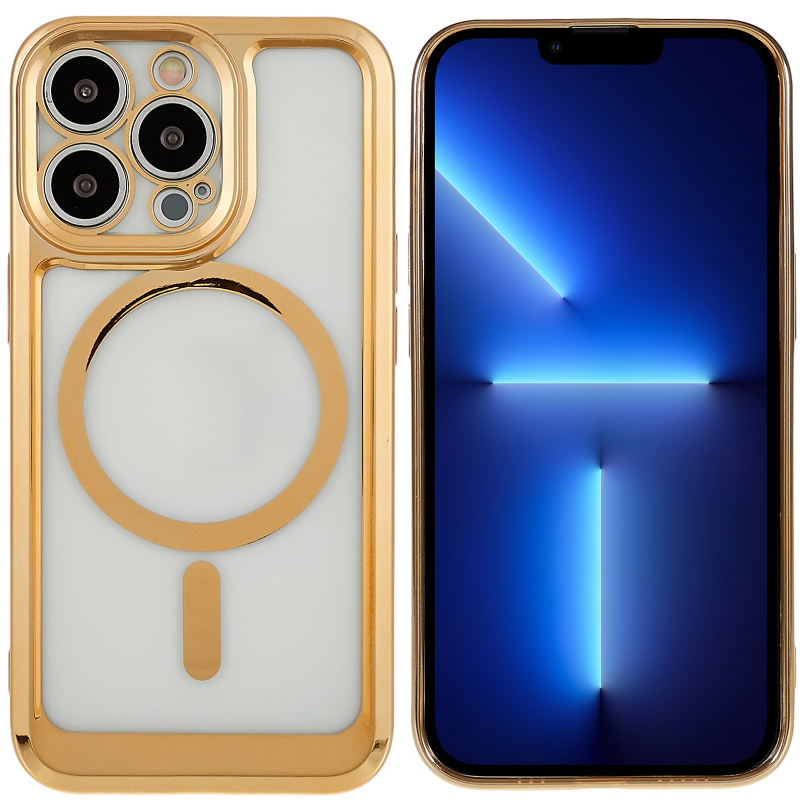 

Объем Магнитного Магнитного Телефона TPU Для IPhone 13 Pro 6,1 Дюйма, Антиполосная Амортизация, Прозрачная Прозрачная Гибкая Гибкая Крышка Телефона Аксессуар - Золото, iPhone 13 Pro