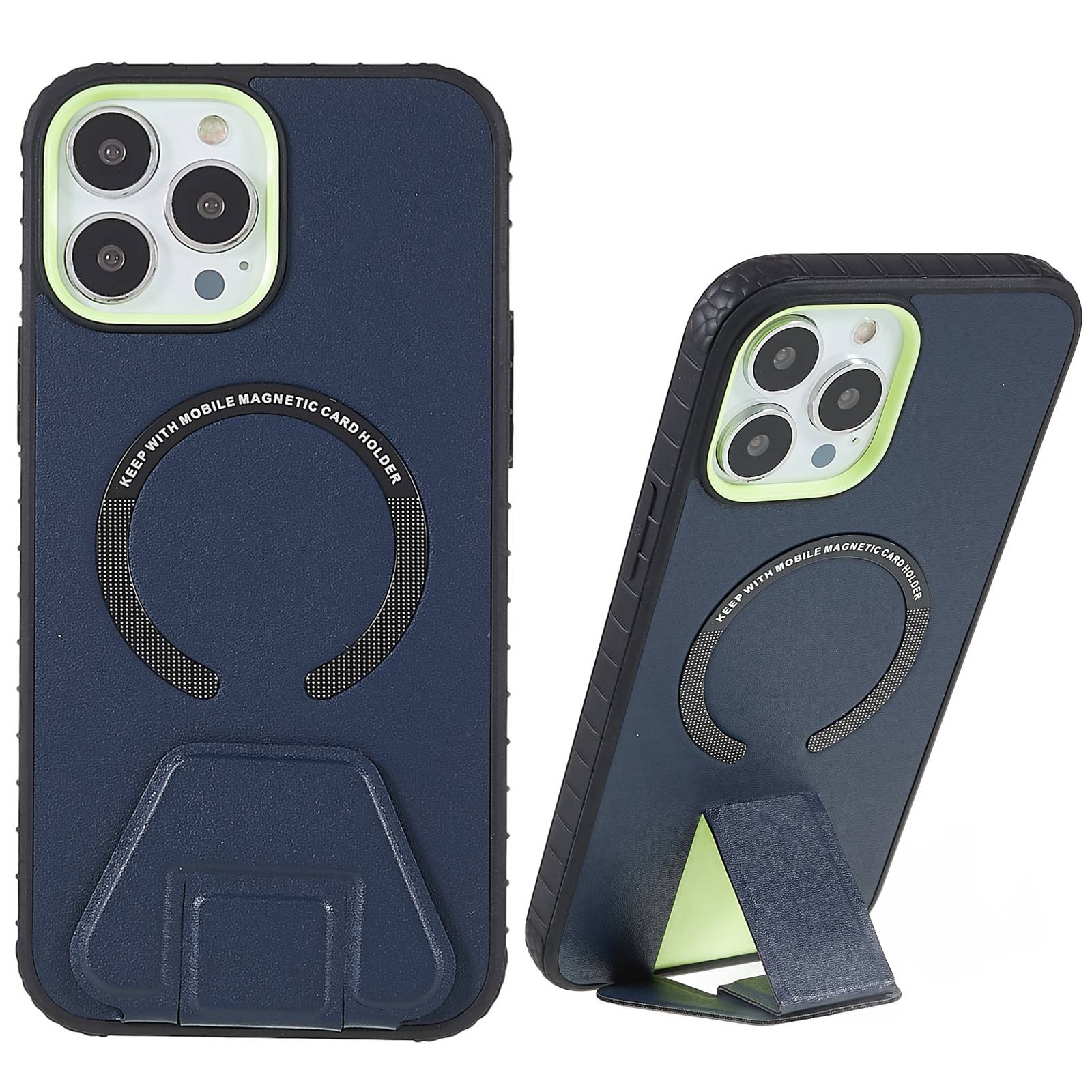 

MUTURAL Simplism Series for iPhone 13 Pro Max 6.7 inch PU Leather Coated PC + TPU Hybrid Protective Case Vertical and Horizontal Kickstand Phone Cover - Dark Blue, iPhone 13 Pro Max