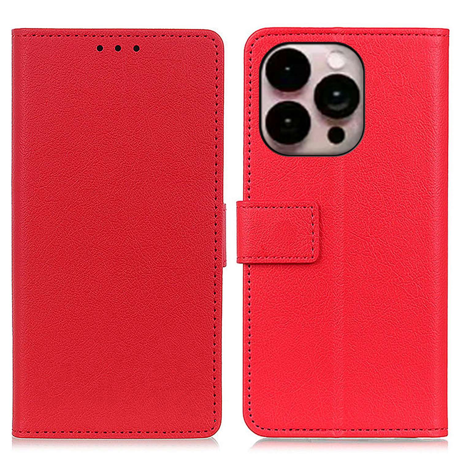 

Для Iphone 14 Pro Max 6,7 Дюйма Текстурированная Кожаная Крышка PU - Красный, iPhone 14 Pro Max