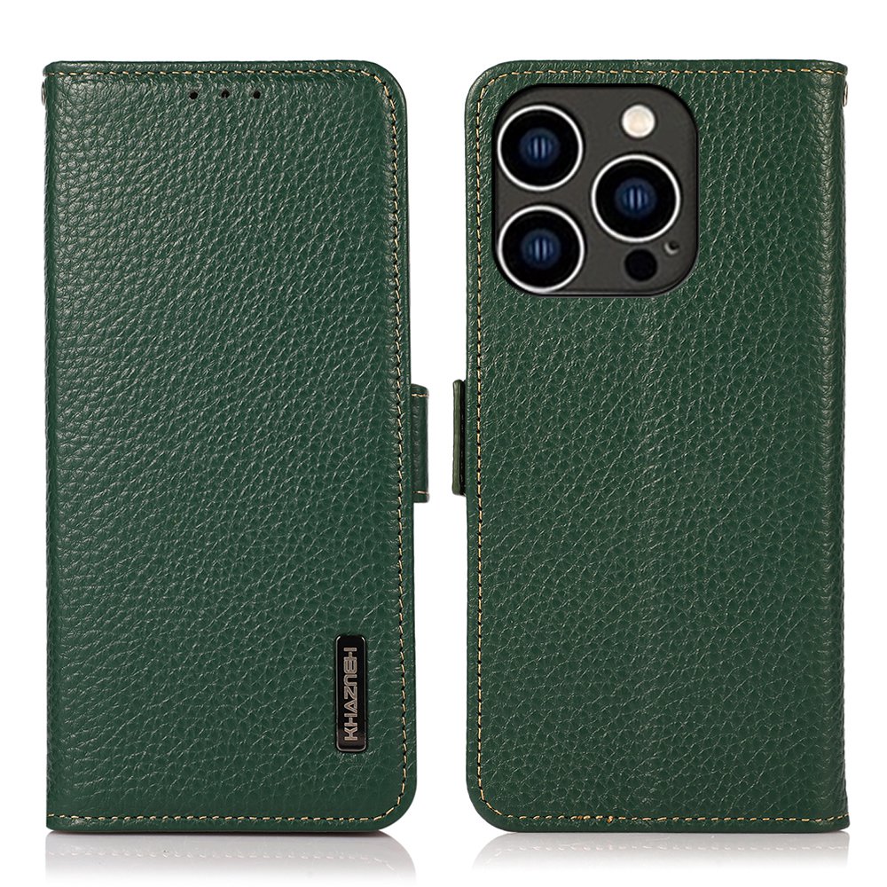 

Khazneh Для IPhone 14 Pro 6,1 -дюймовый Флип -кошелек Корпус Телефона Litchi Texture Острый Кожаный Ударная Крышка TPU С Блокировкой RFID - Зеленый, iPhone 14 Pro