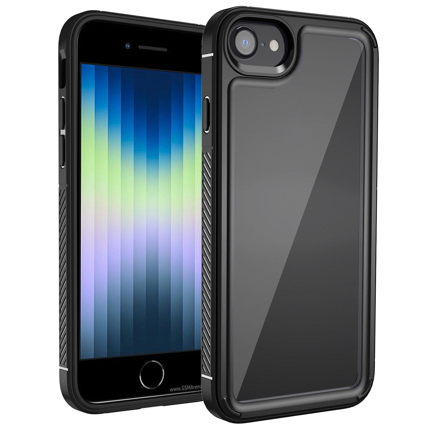 

For iPhone SE (2022)/SE (2020)/iPhone 7/8 4.7 inch Anti-fall Phone Protective Case Scratch Resistant Phone Cover - Black, iPhone SE (2022)