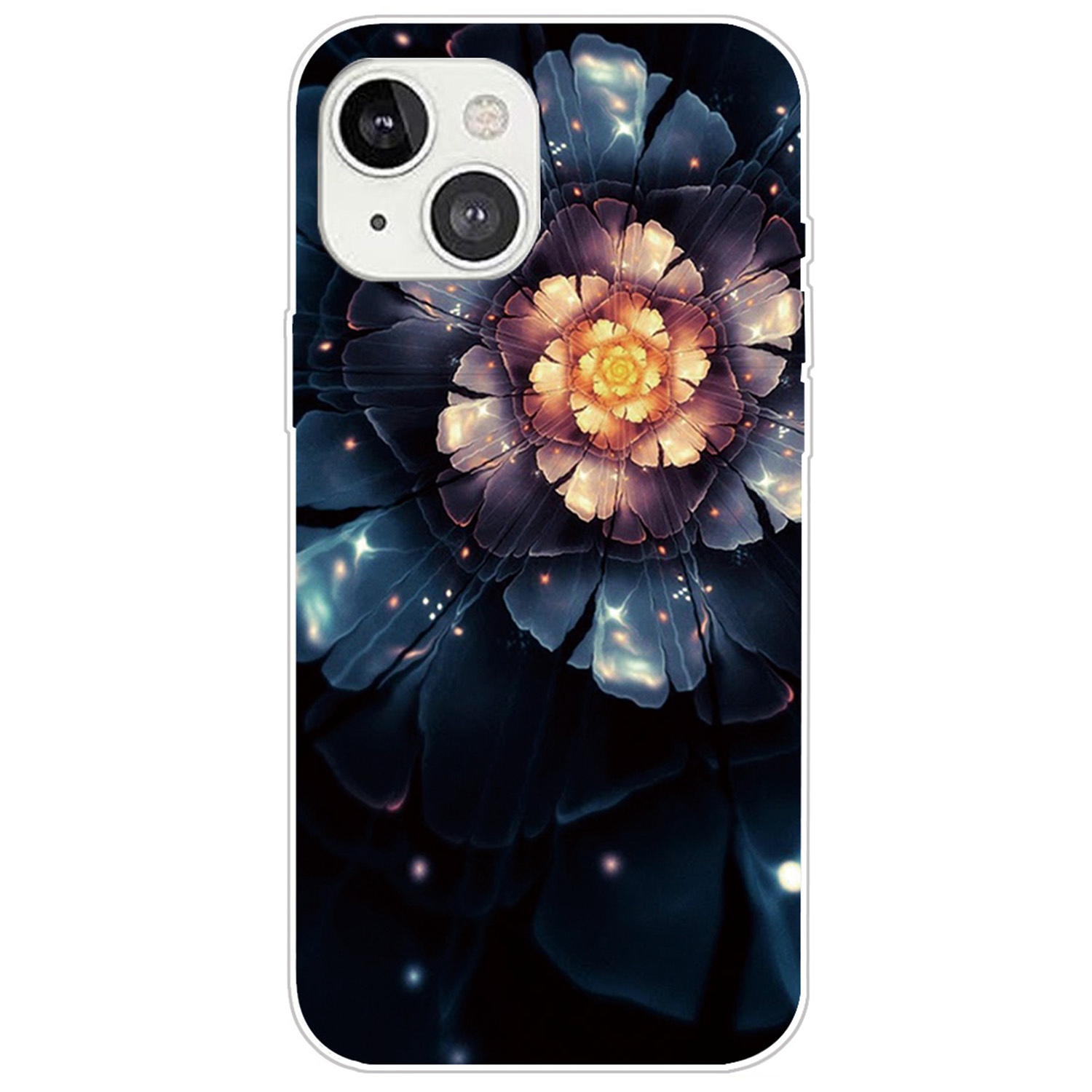 

For iPhone 14 Plus 6.7 inch IMD Pattern Printed Soft TPU Case Anti-Fall Phone Protector Wear-resistant Phone Cover - Golden Flower, iPhone 14 Plus