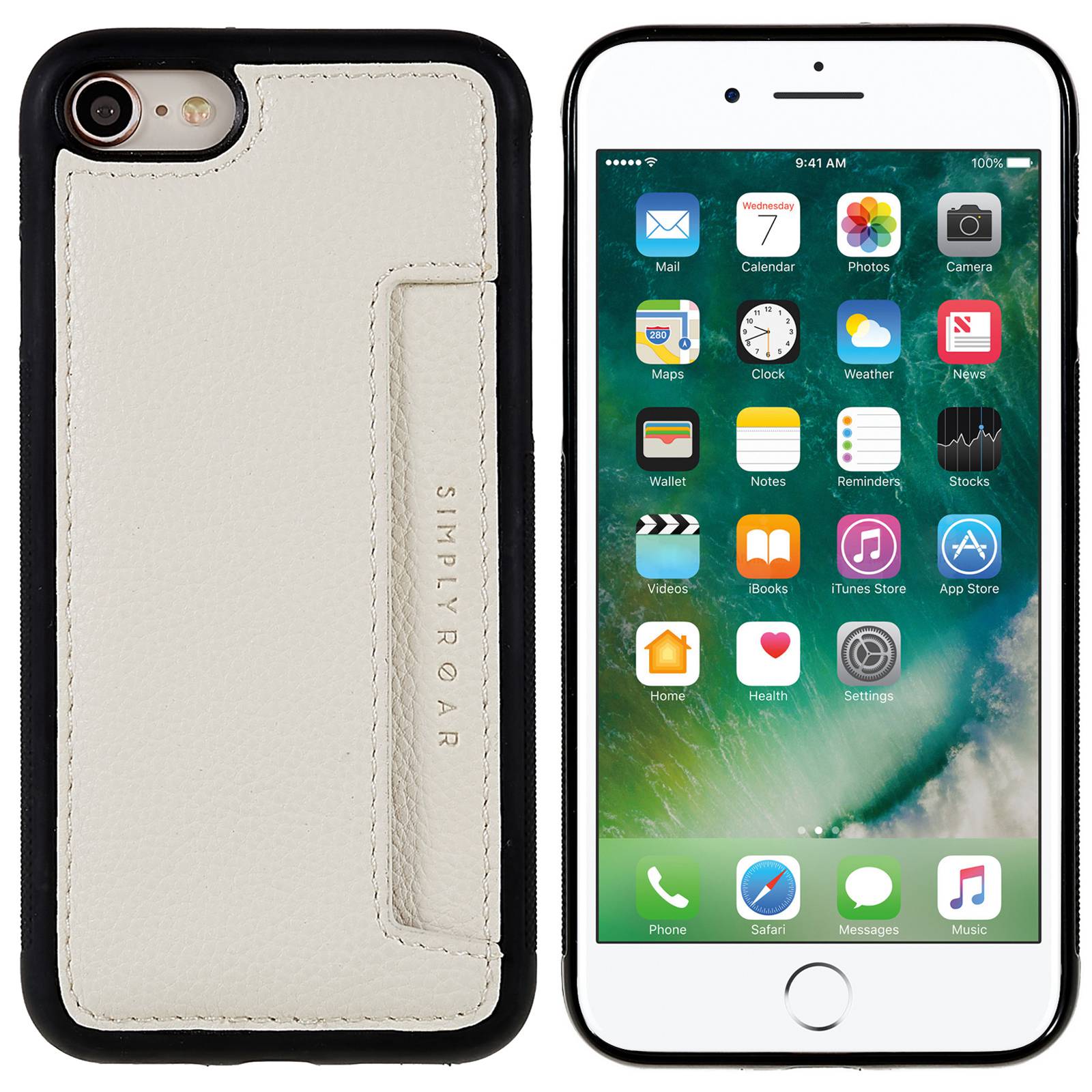 

Roav Для Iphone SE (2022)/(2020)/7/8 4,7 Дюйма Держателя Текстурной Карты Litchi Case Case pu Leather + PC + TPU Phone Cover - Бежевый, iPhone SE (2022)