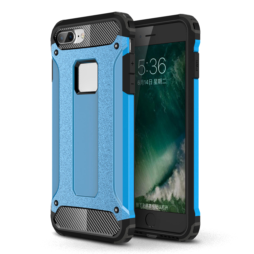 

For iPhone 8/7 4.7 inch Hard PC + Soft TPU 2-in-1 Heavy Duty Shockproof Phone Case - Blue, iPhone 8 4.7 inch