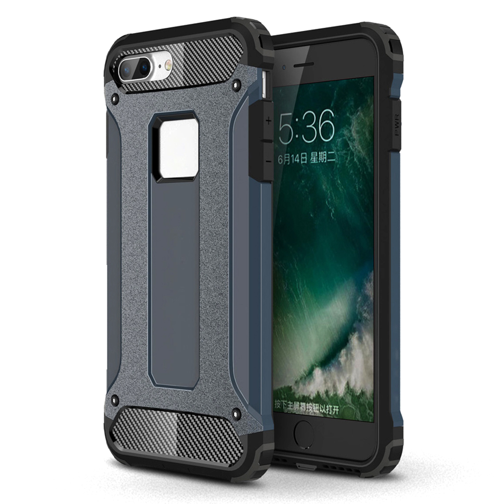 

For iPhone 8/7 4.7 inch Hard PC + Soft TPU 2-in-1 Heavy Duty Shockproof Phone Case - Dark Blue, iPhone 8 4.7 inch