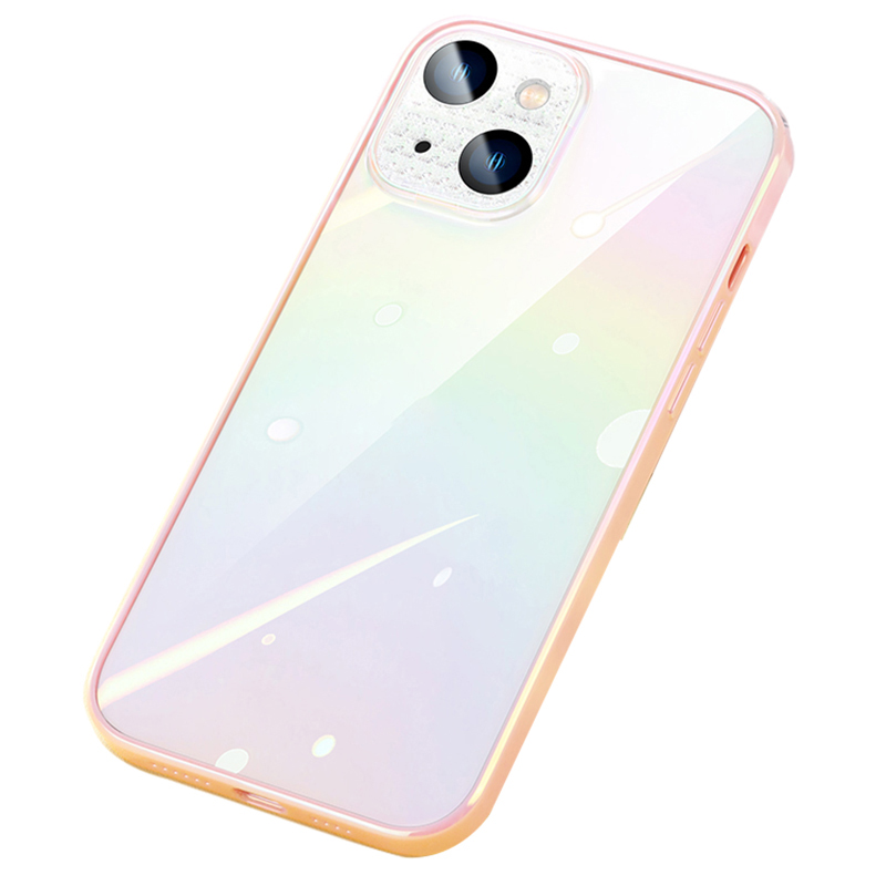 

SULADA Colored Glaze Series for iPhone 13 6.1 inch Electroplating PC Back TPU Frame Gradient Phone Case with Tempered Glass Lens Protector - Pink, iPhone 13