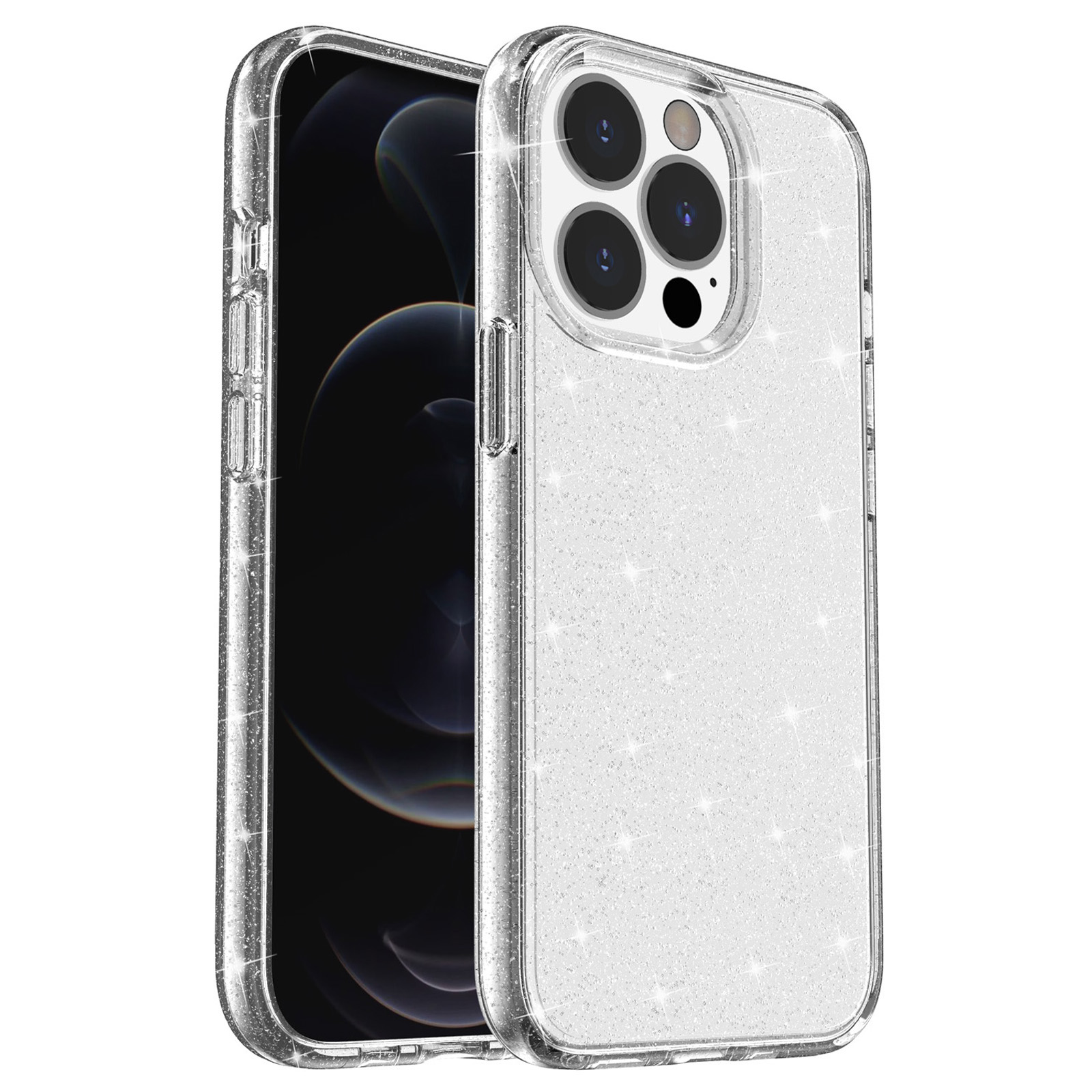 

Für Das Iphone 15 Pro Max Farkly Glitter Protective Case Hard PC + Soft TPU Anti-kratzer-telefonabdeckung - Weiss, iPhone 15 Pro Max