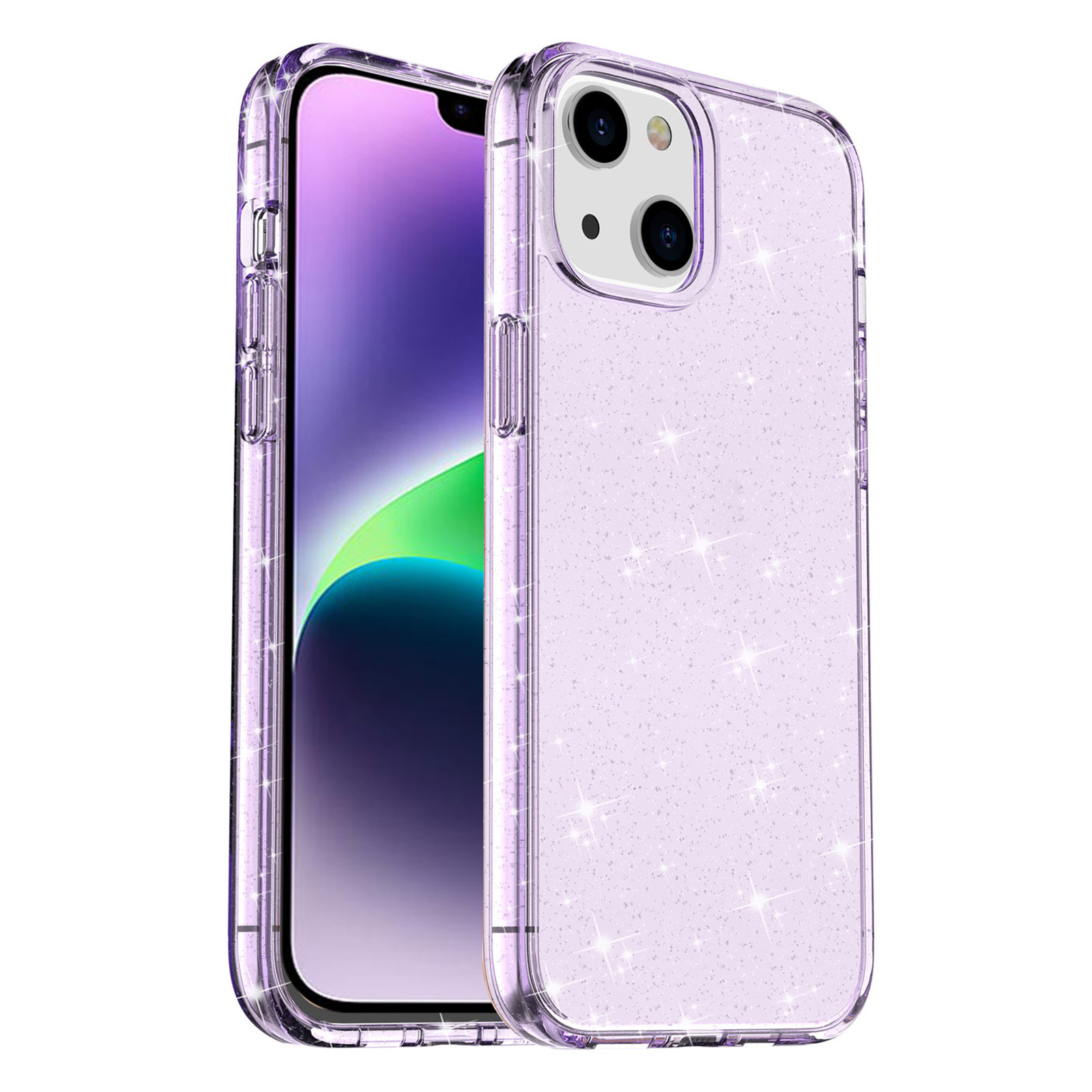 

Für Das Iphone 15 Bump Proof Protective Case Farkly Glitter Hard PC + Soft TPU -telefonabdeckung - Lila, iPhone 15