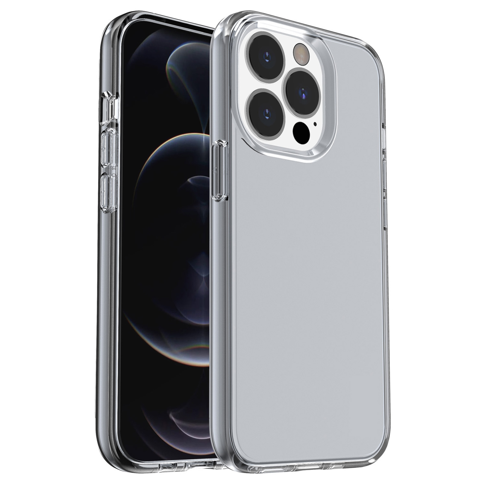 

Transparentes Telefonfall Für Iphone 15 Pro, Hard PC + Soft Tpu-hülle Anti-kollision Hybrid-abdeckung - Transparent Grau, iPhone 15 Pro