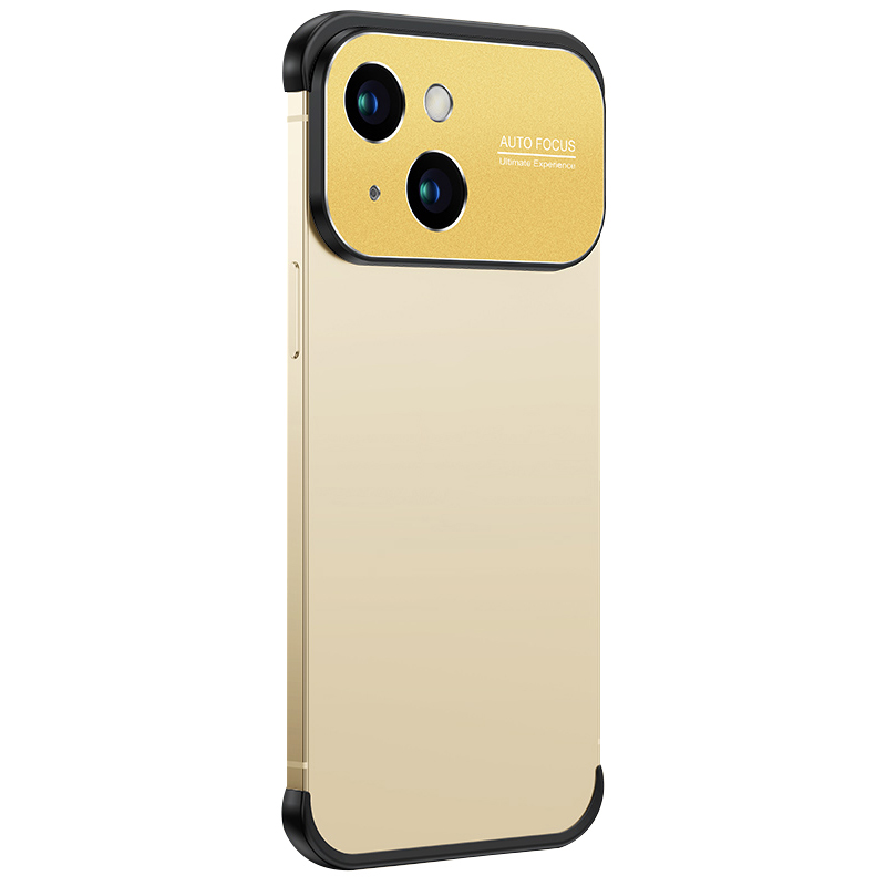 

Für Das Iphone 14 Rahmen Ohne Aluminiumlegierung Lens Frame Lens TPU -rückzugabdeckung - Gold, iPhone 14