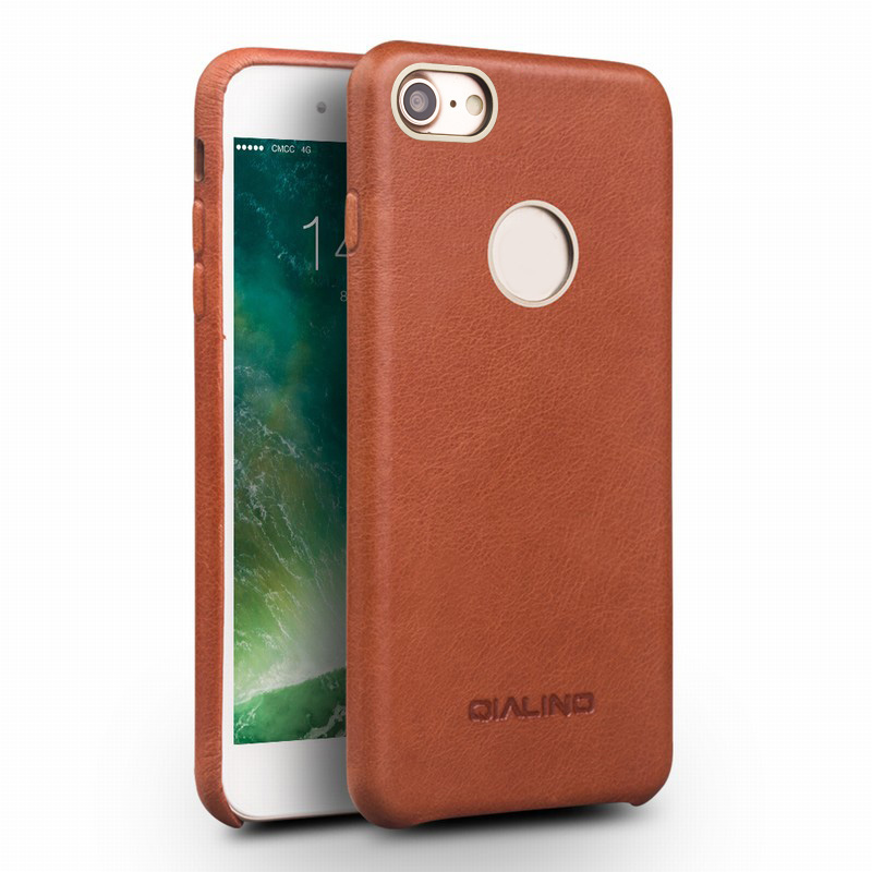 

Кожа Qialino Calf Натуральная Кожа С Покрытием Задней Крышки С Покрытием Для IPhone 8/7 4,7 Дюйма - Коричневый, iPhone 8 4.7 inch