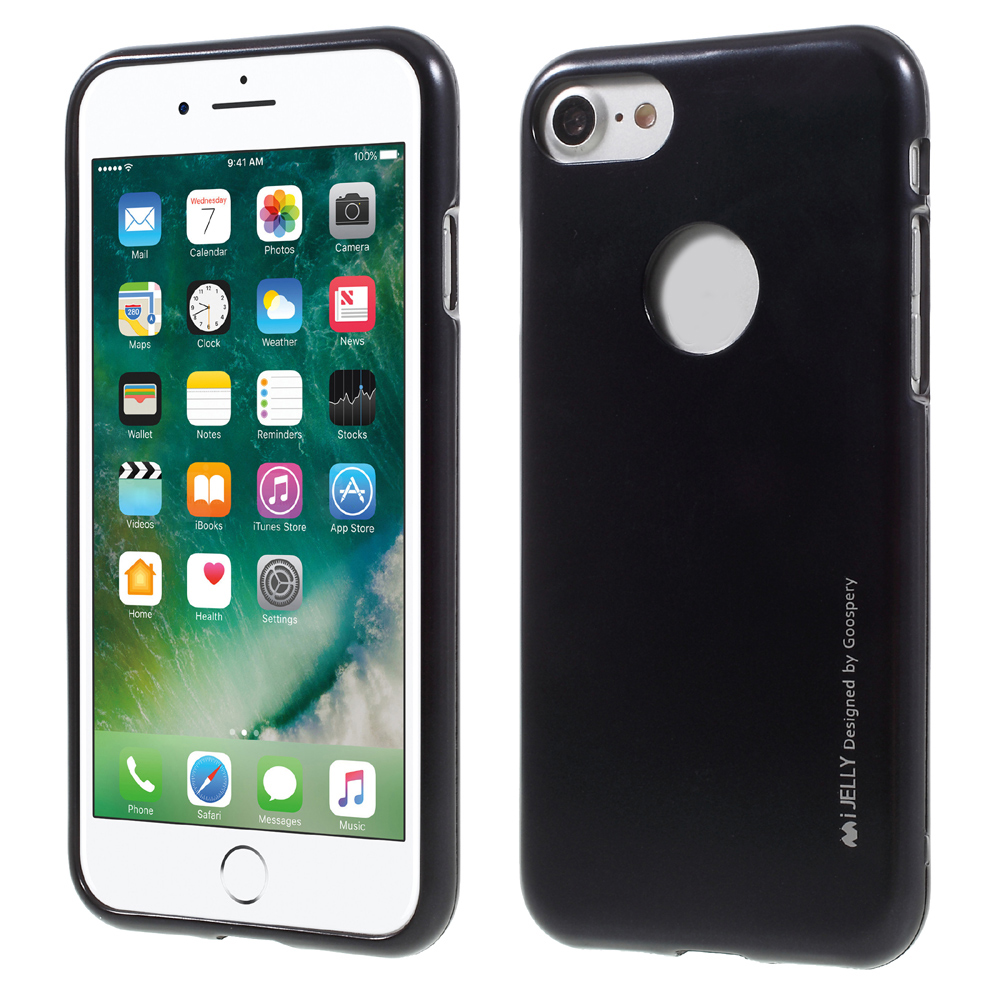 

MERCURY GOOSPERY i JELLY Metallic TPU Gel Case for iPhone 8 / iPhone 7 4.7 (with Logo Cutout) - Black, iPhone 8 4.7 inch