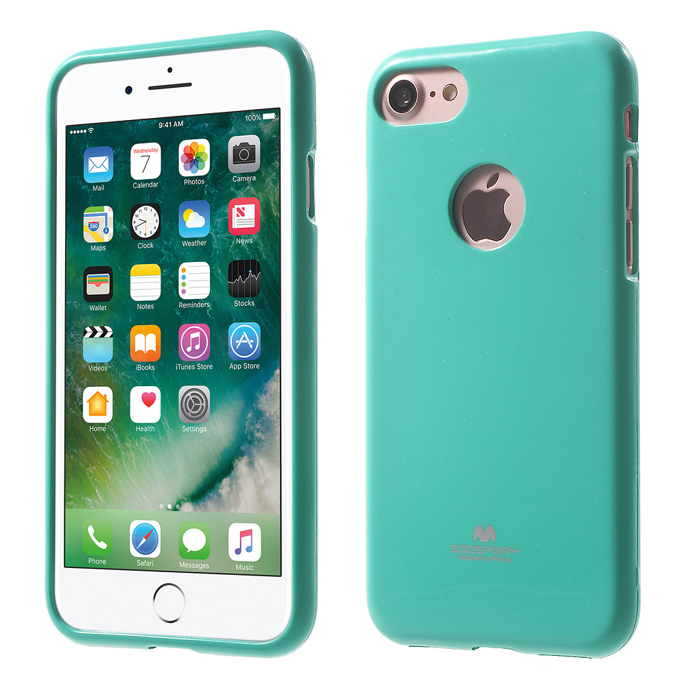 

MERCURY GOOSPERY Glossy Flash Powder TPU Cover with Logo Hole for iPhone 8/7 4.7 - Cyan, iPhone 8 4.7 inch