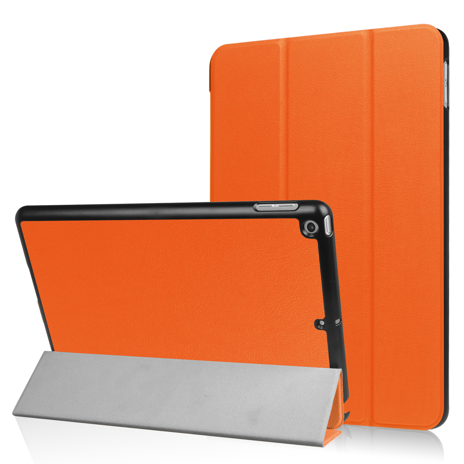 

For iPad 9.7 (2018) / 9.7 (2017) Tri-fold Stand Lightweight Full Protection Smart Leather Tablet Case Cover - Orange, iPad 9.7-inch (2017)
