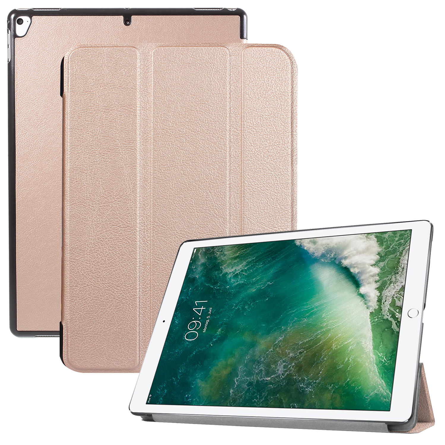 

Tri-fold PU Leather Tablet Cover for iPad Pro 12.9 (2017) Auto Wake Sleep Tablet Cover - Rose Gold, iPad Pro 12.9 (2017)