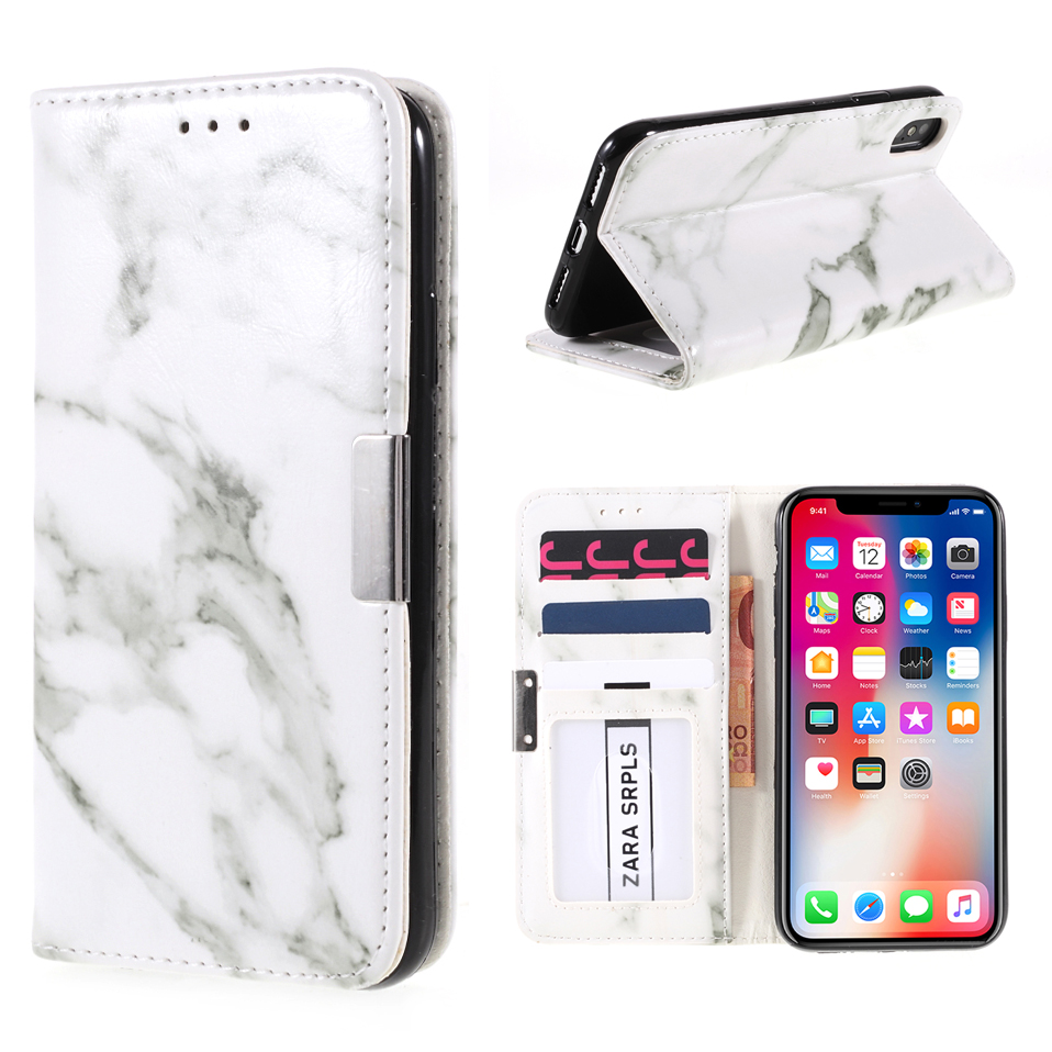 

Marble Pattern Stand Leather Wallet Phone Cover for iPhone iPhone iPhone iPhone X/XS 5.8-inch - White, iPhone X