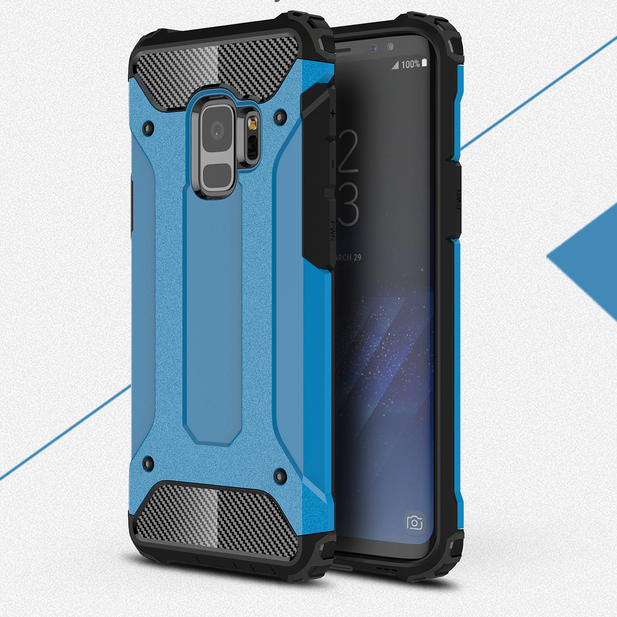

Armor Guard Plastic + TPU Hybrid Mobile Phone Cover for Samsung Galaxy S9 - Baby Blue, Galaxy S9