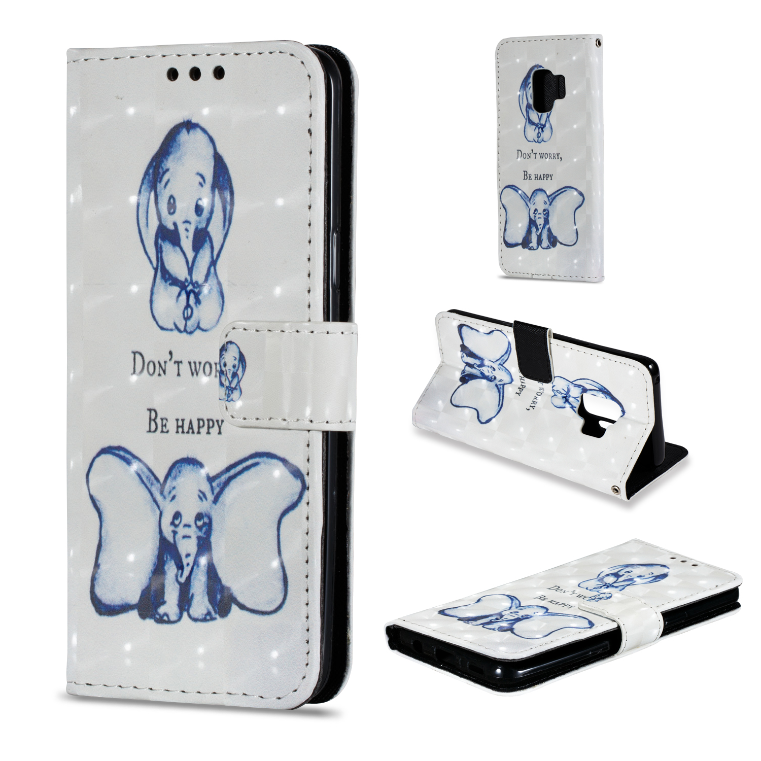 

Pattern Printing Cell Phone Leather Wallet Case for Samsung Galaxy S9 G960 - Elephant Pattern, Galaxy S9