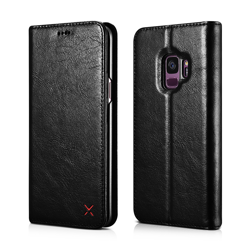 

XOOMZ Автоматический Поглощенный Натуральный Кожаный Кошелек Крышка Для Samsung Galaxy S9 G960 - Чернить, Galaxy S9