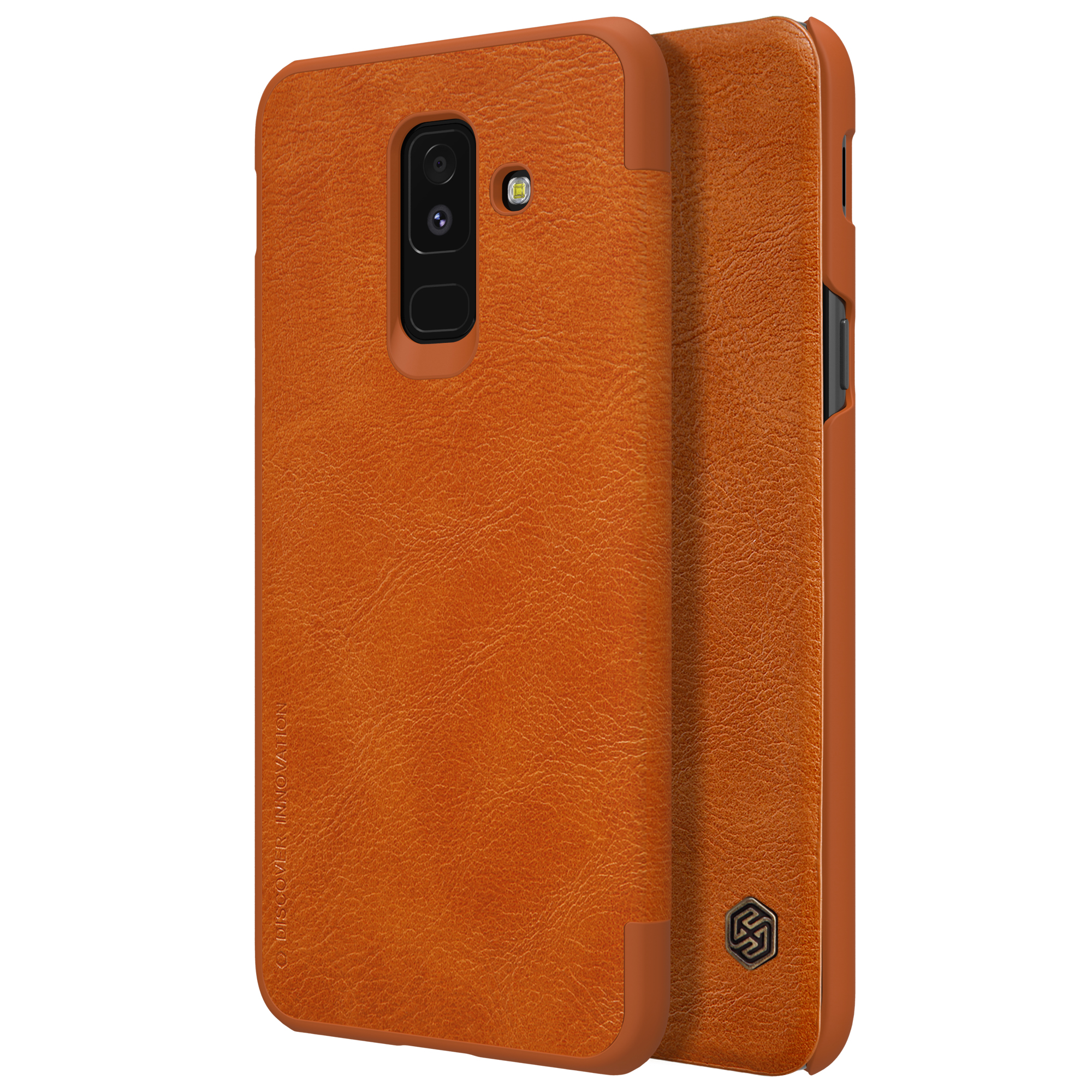 

NILLKIN QIN Сериал PU Кожаный Держатель Карты Для Samsung Galaxy A6 + (2018) - Коричневый, Galaxy A6+ (2018)