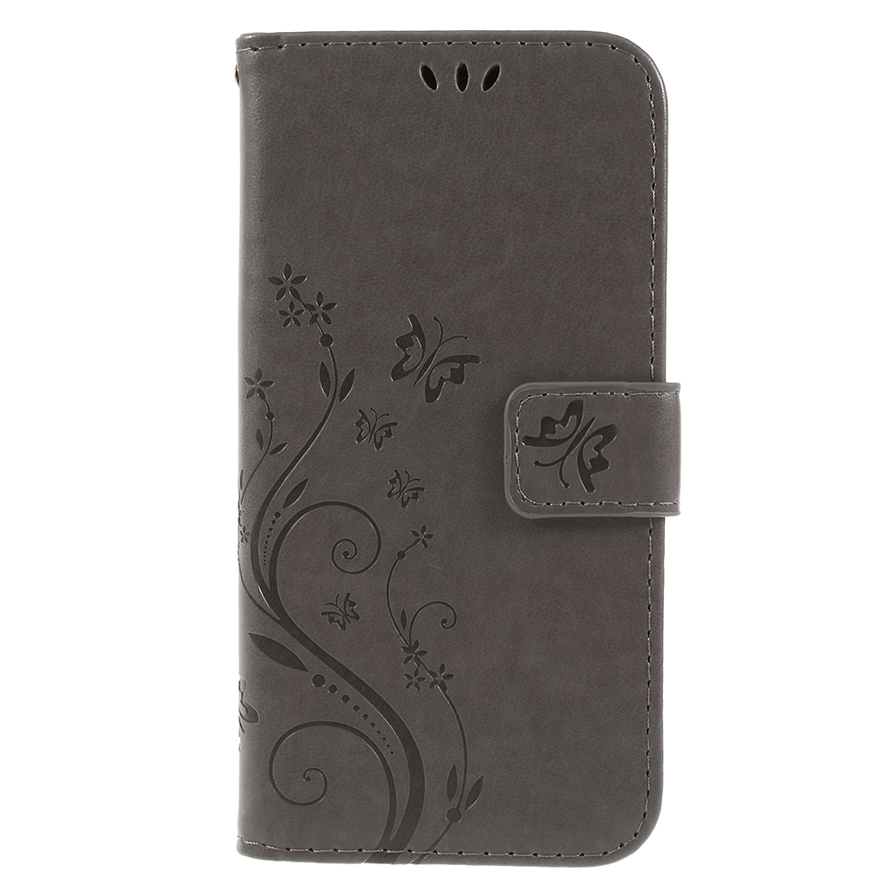 

Empreinte Butterfly Flower Cuir Portefeuille Magnise Stouvers Pour Samsung Galaxy A6 (2018) - Gris