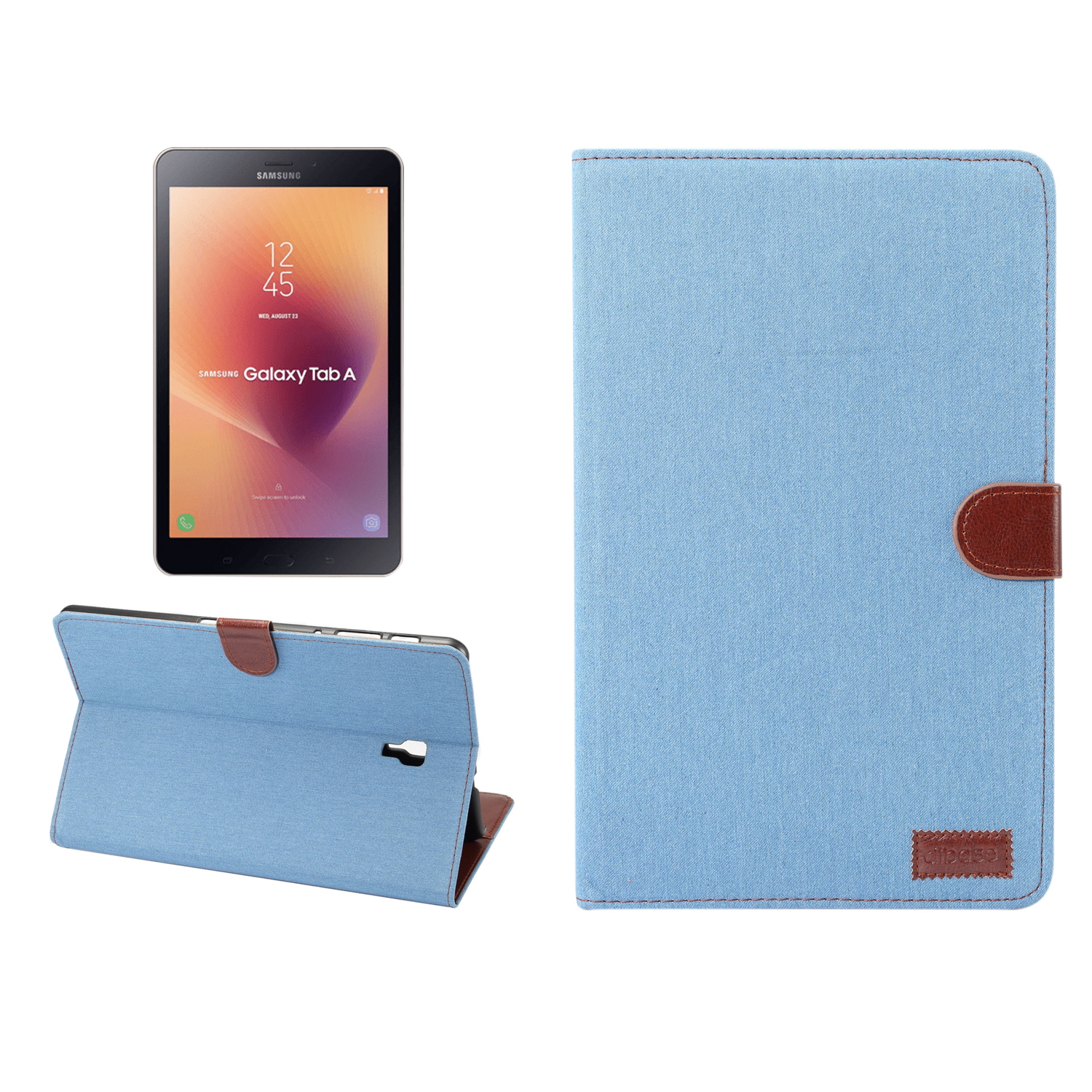 

Джинсы Ткани Текстуры Бумажника Стенд Кожаный Флип Крышка Для Samsung Galaxy Tab A 10,5 (2018) T590 T595 - Голубые, Galaxy Tab A 10.5 (2018) T590 T595