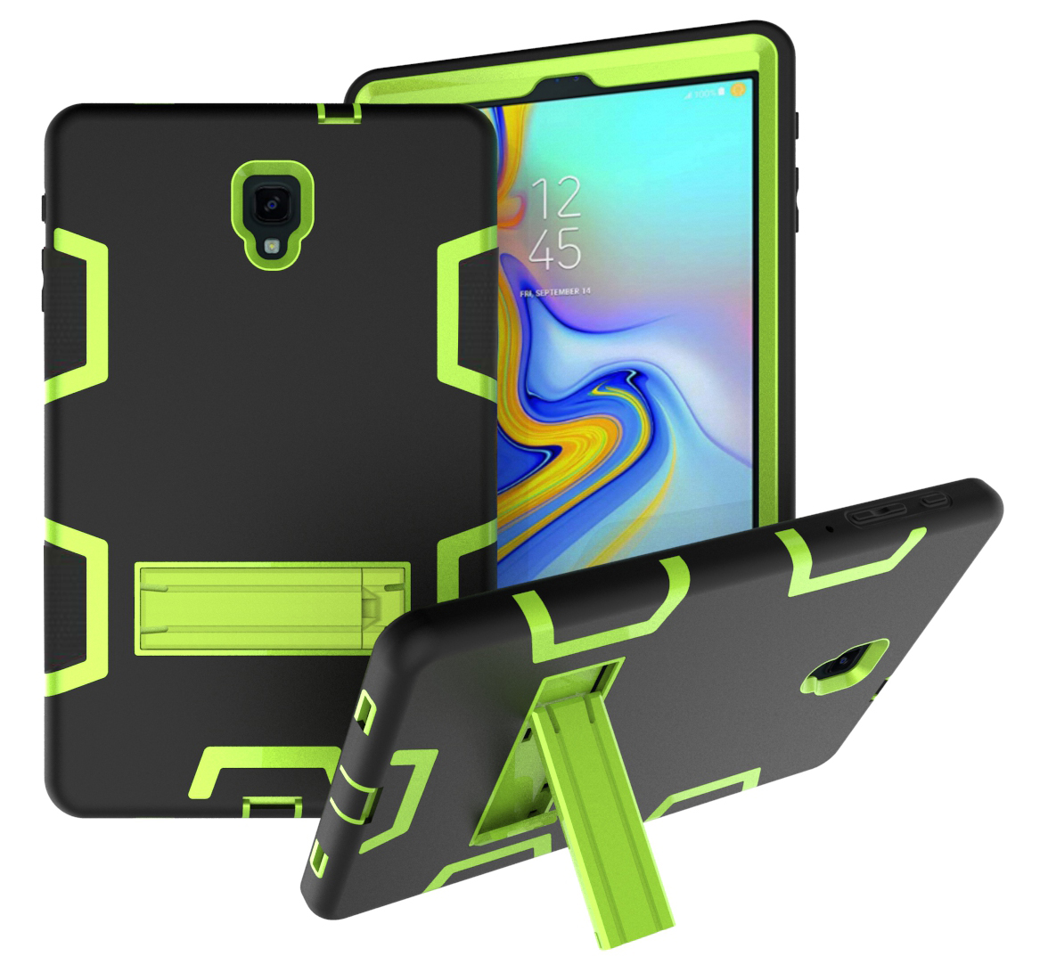 

[Two-tone] Cool PC + Silicone Kickstand Tablet Casing for Samsung Galaxy Tab A 10.5 (2018) T590 T595 - Green / Black, Galaxy Tab A 10.5 (2018) T590 T595