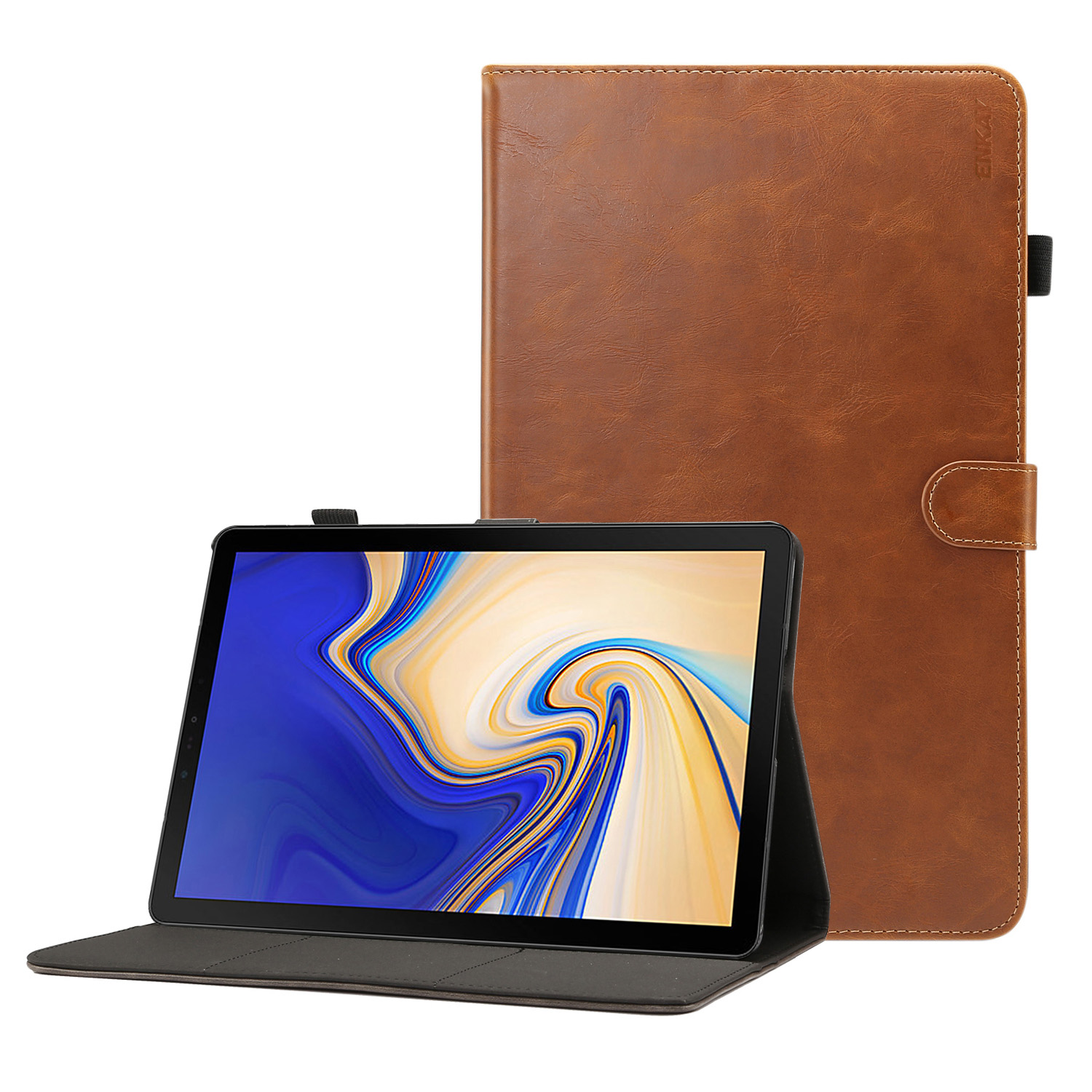 

ENKAY Crazy Horse Smart Leather Wallet Stand Tablet Case Cover for Samsung Galaxy Tab S4 10.5 - Brown, Galaxy Tab S4 10.5